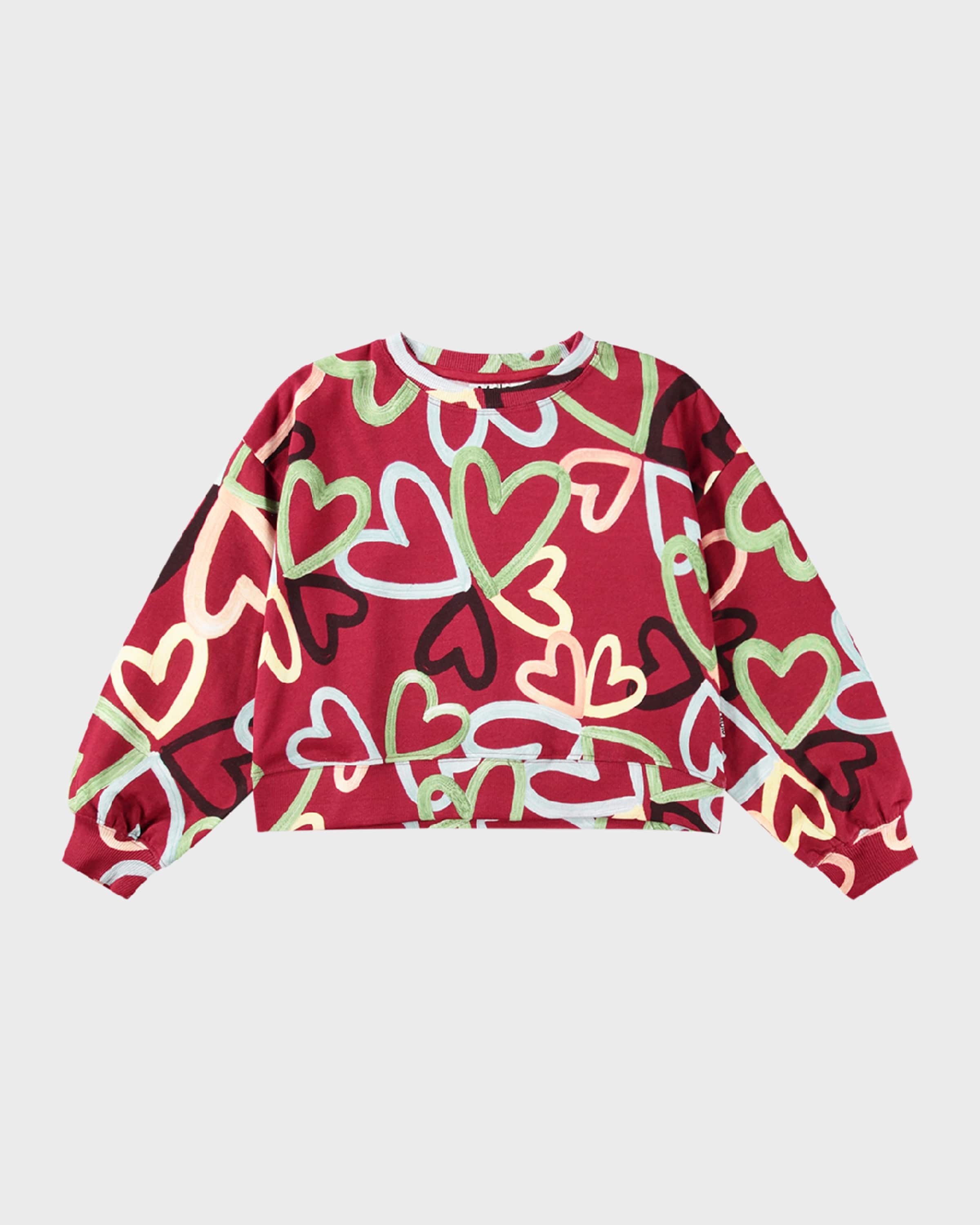 Molo Girl's Miki Multicolor Heart-Print Sweatshirt, Size 8-12