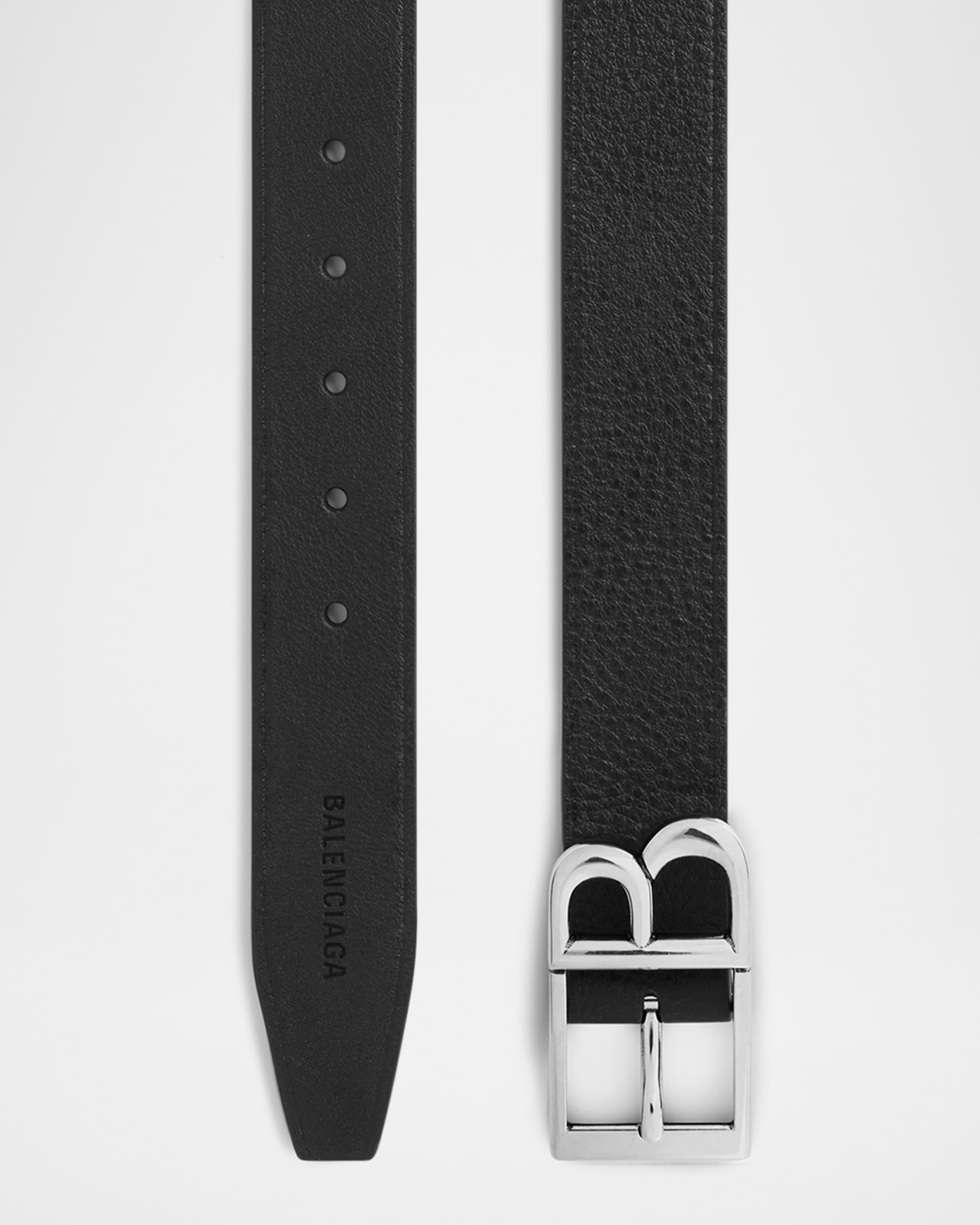 Balenciaga Men's Classic B-Buckle Leather Belt | Neiman Marcus