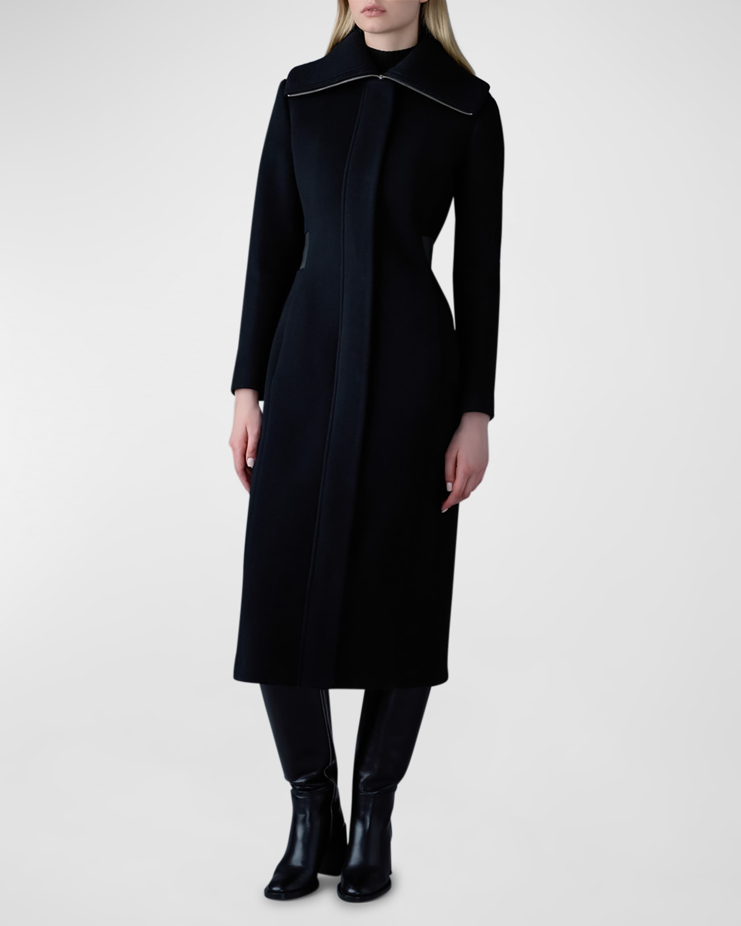 Clarice Long Double-Face Wool Coat by MACKAGE, one of the women's designer coats on sale.