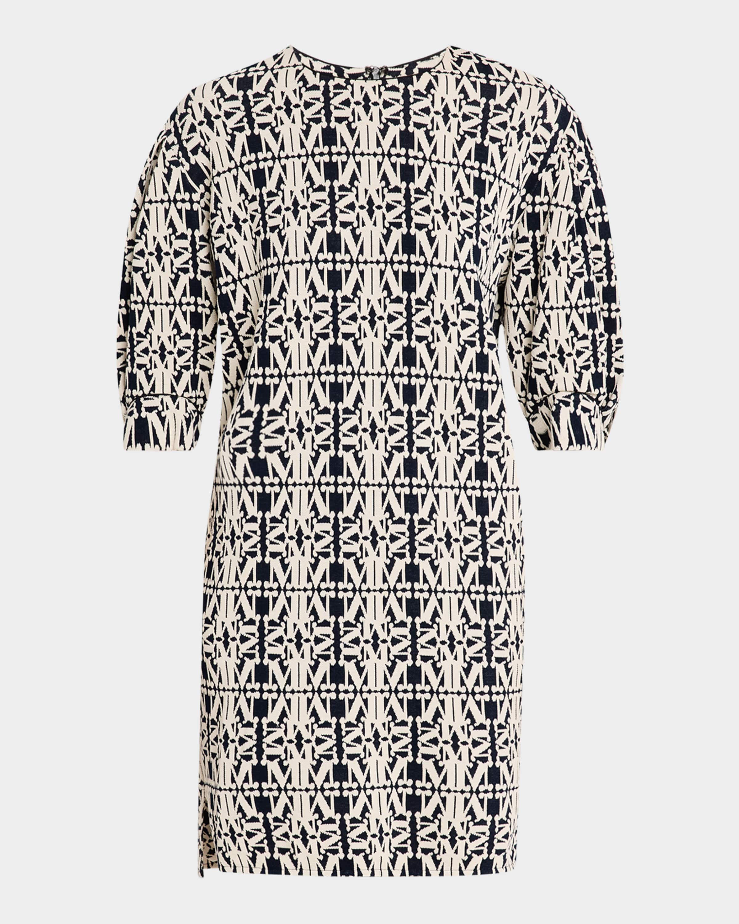 直営♪Max Mara ジャカードジャージードレス GUSTAVO Jacquard jersey dress, white blue | 