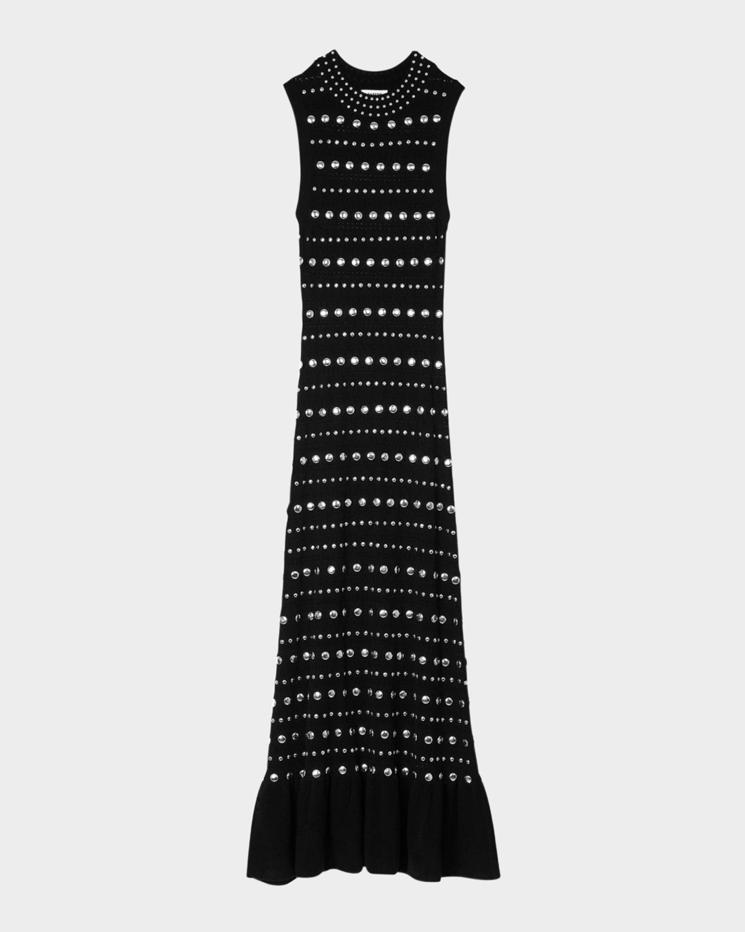 sandro knit maxi dress with studs Venus Studded Stretch Zebra print