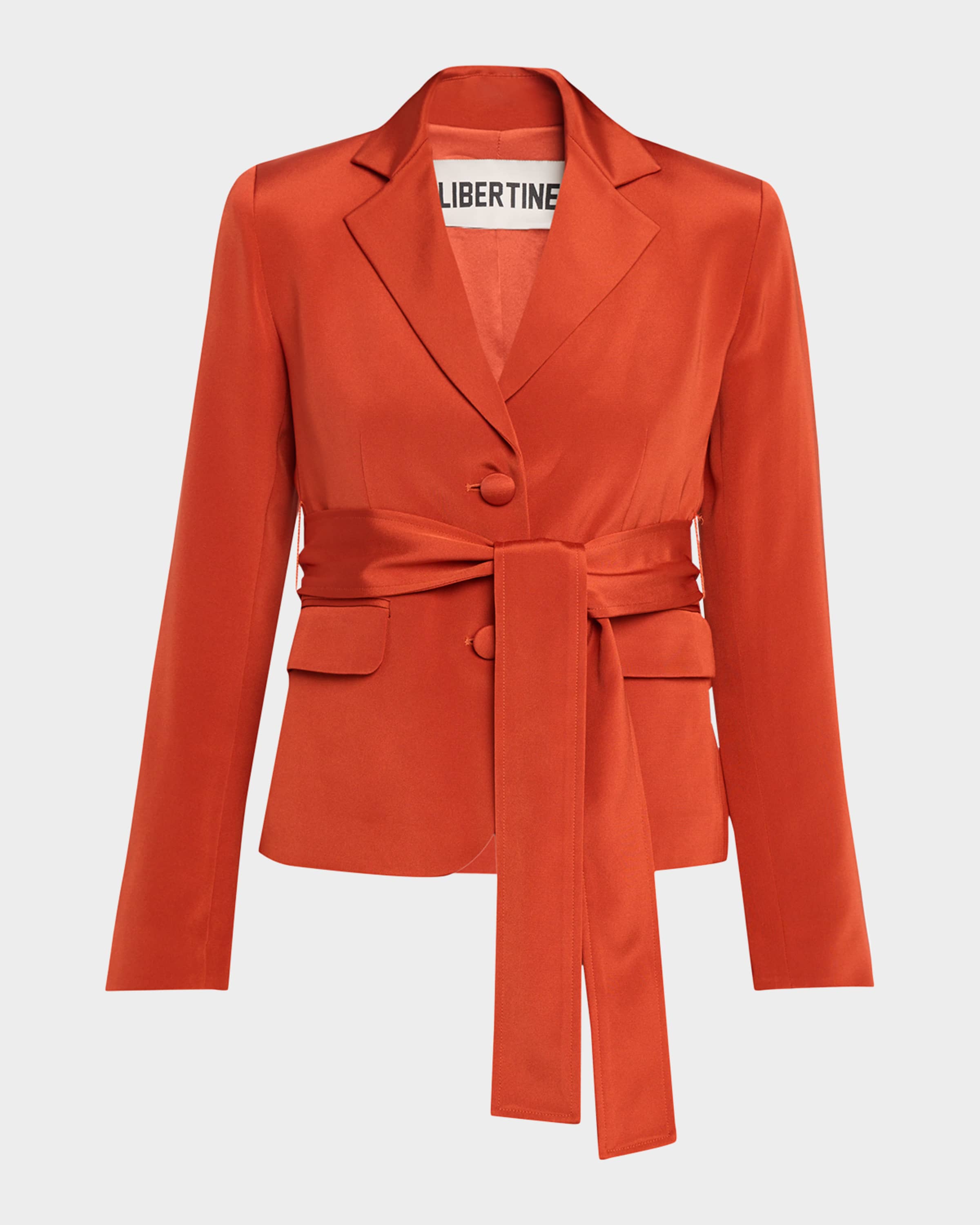 Libertine Burnt Orange Silk Belted Jacket | Neiman Marcus