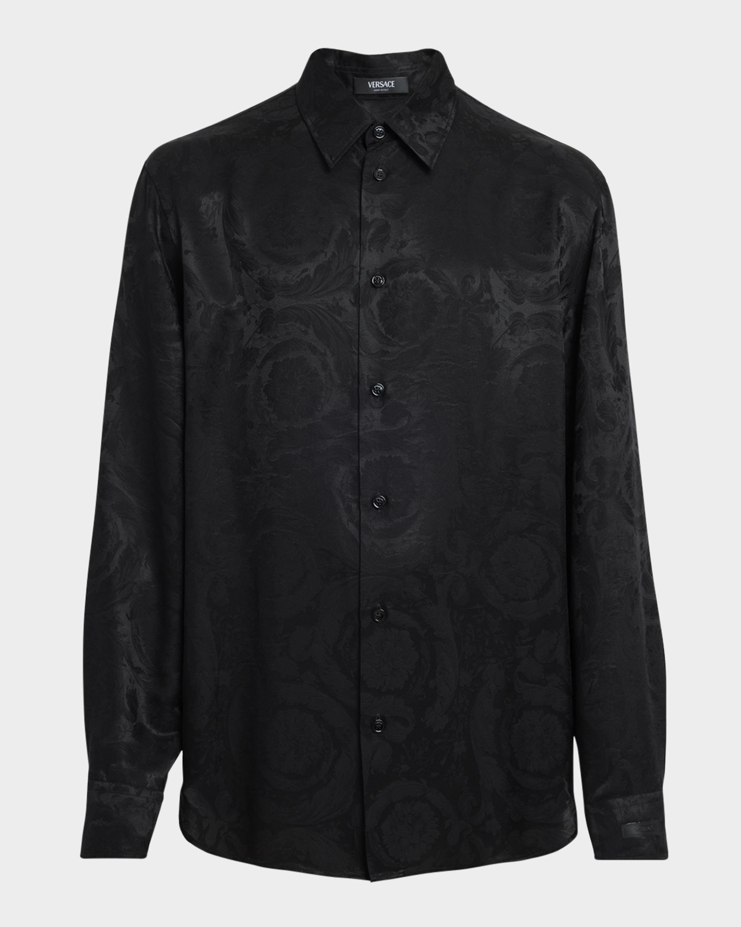 versace dress shirt black Men's Barocco Jacquard Color:Off White-Nude