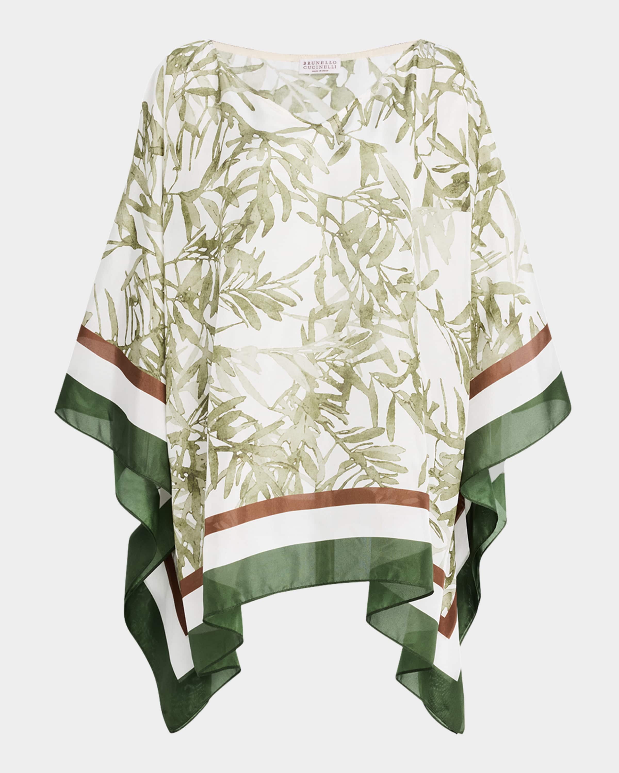 ポンチョ・ケープ BRUNELLO CUCINELLI PONCHO SPARKLING IN LINO Linen-blend poncho in multicoloured - Brunello Cucinelli
