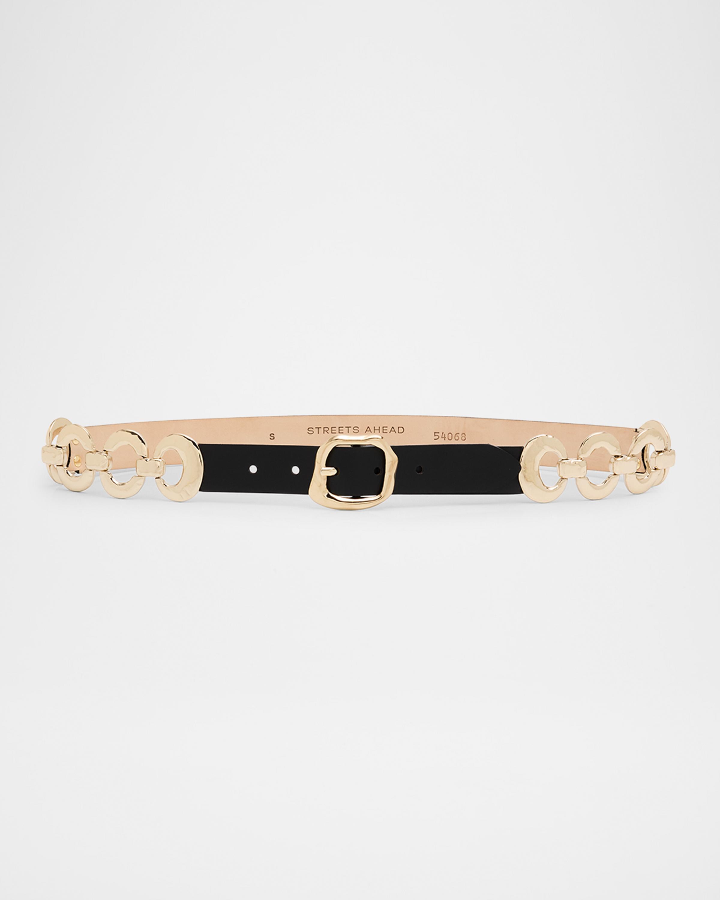 Streets Ahead Interlocking Ring Leather Belt | Neiman Marcus