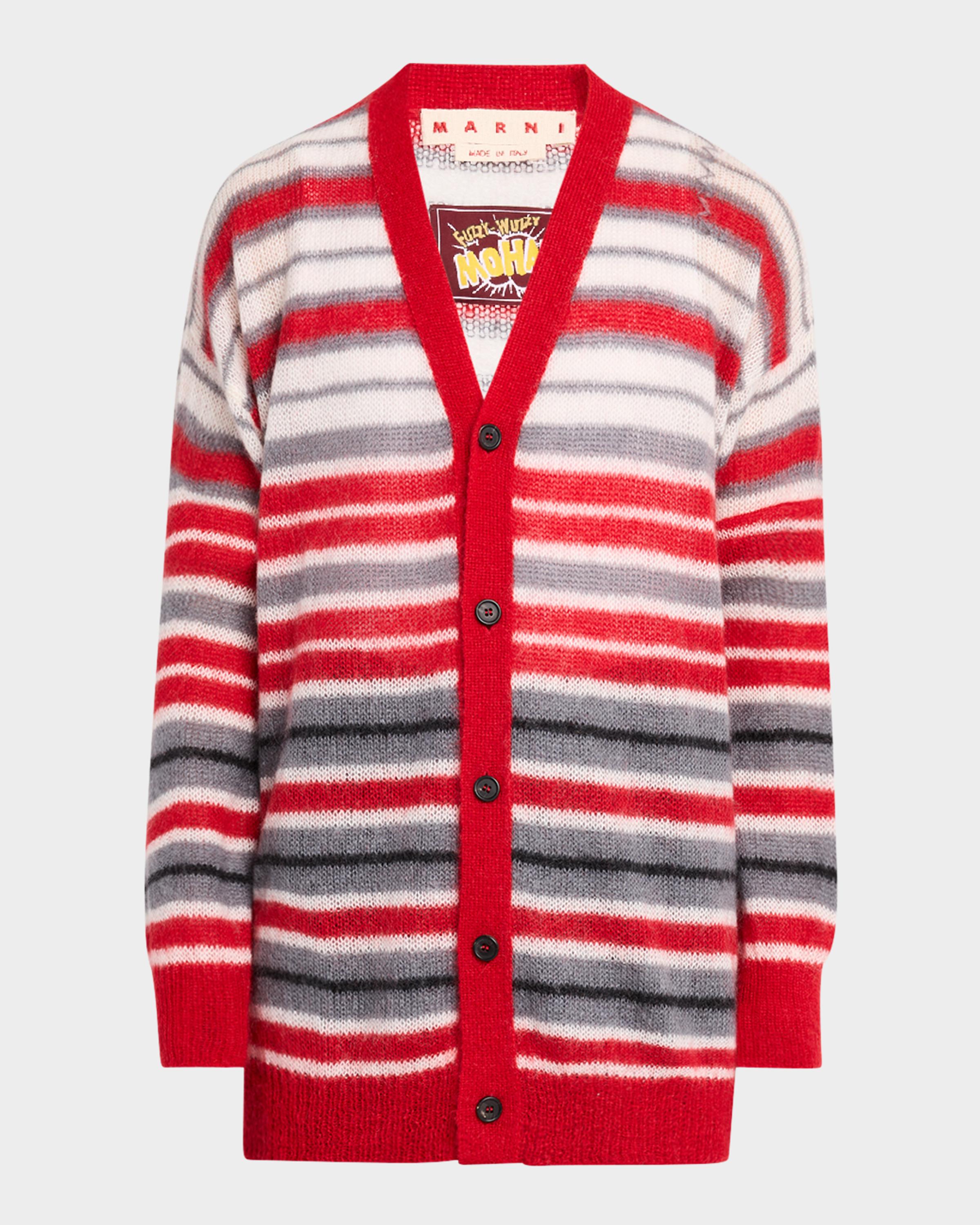 Marni Men's Mohair Striped Cardigan | Neiman Marcus