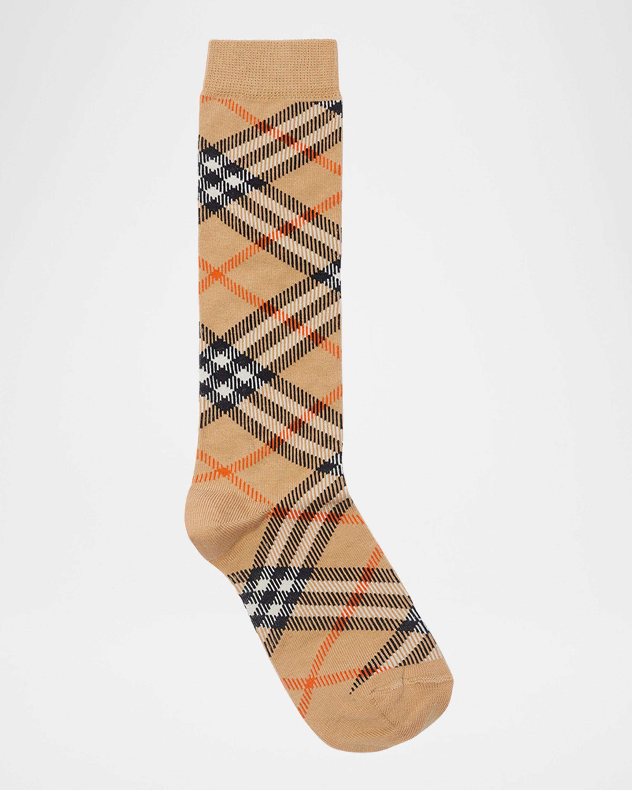 【タイムセール】BURBERRY チェック柄ソックス Burberry Kid's Check-Print Socks, Size S-L | Neiman Marcus
