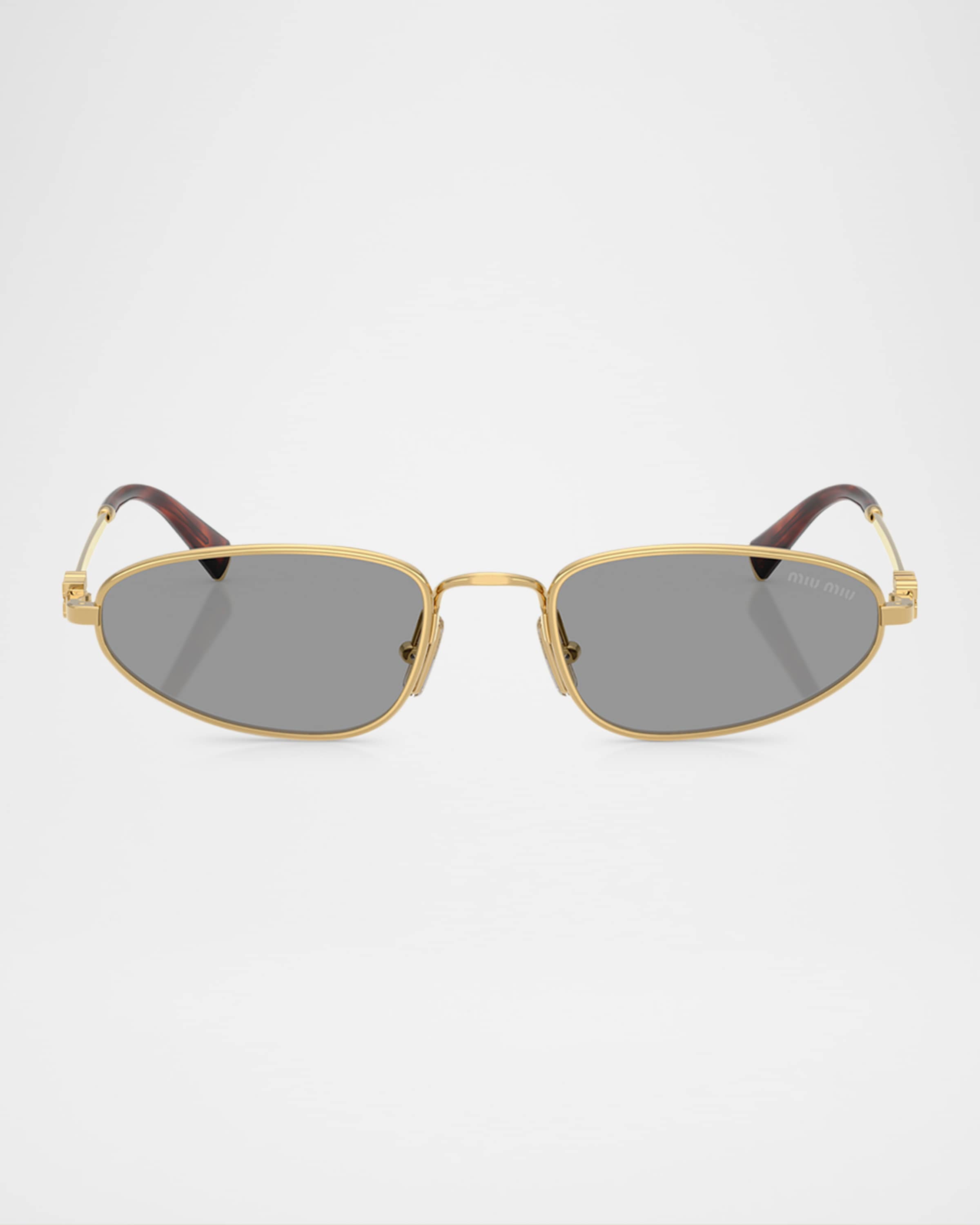 Miu Miu Logo Metal Oval Sunglasses | Neiman Marcus