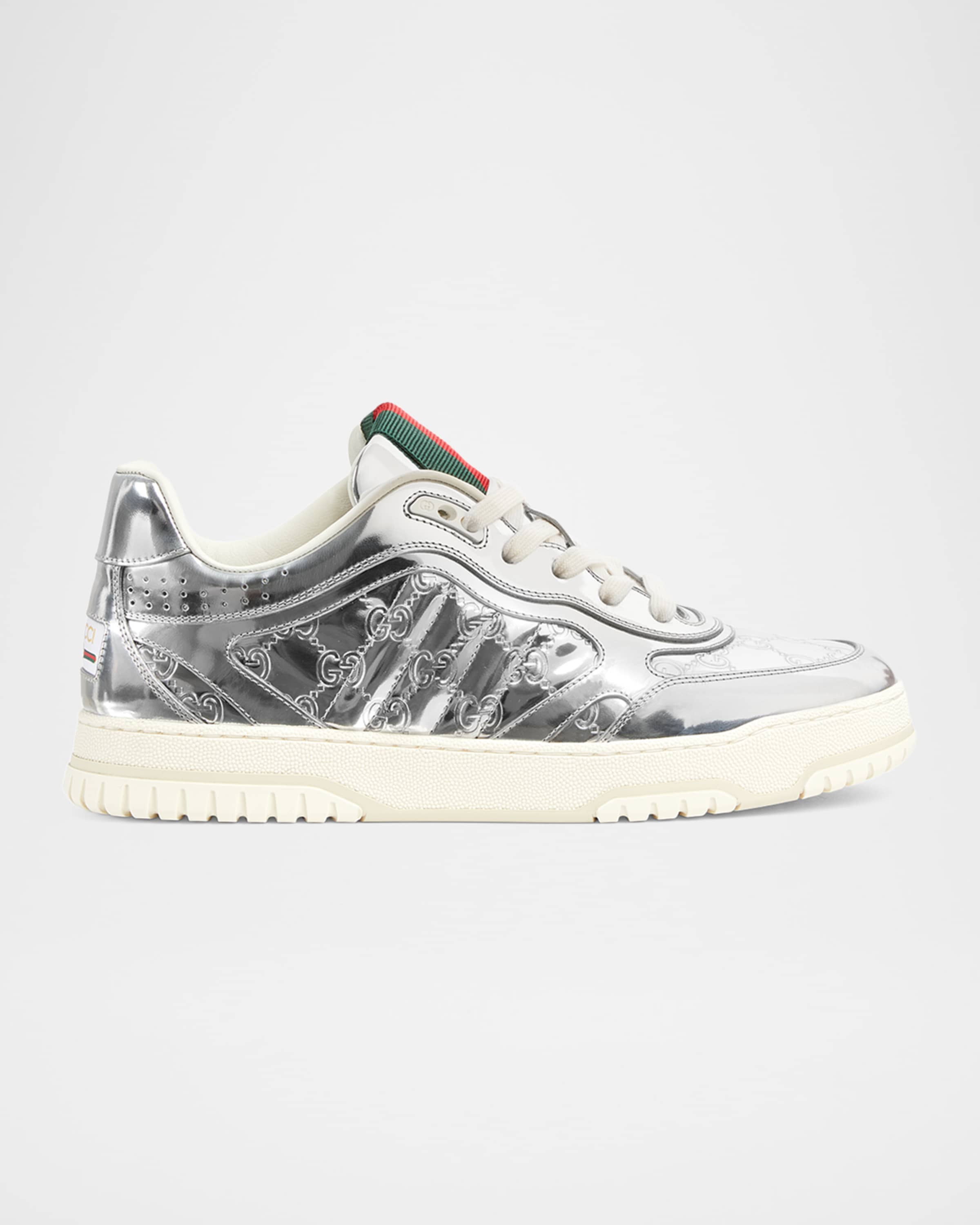 Gucci Men's Re-Web Mirror Leather Low-Top Sneakers | Neiman Marcus
