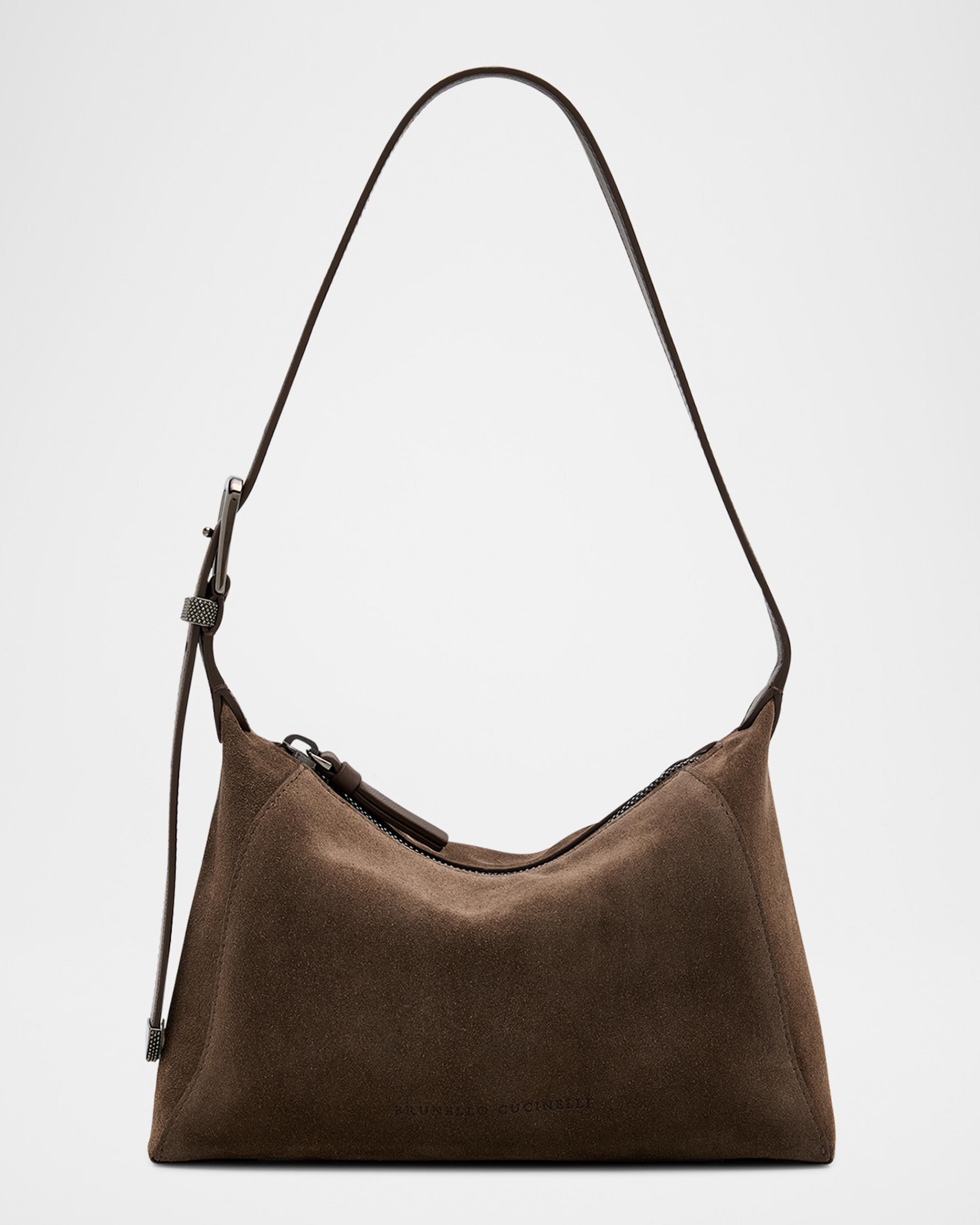 Brunello Cucinelli Monili Zip Leather Shoulder Bag | Neiman Marcus