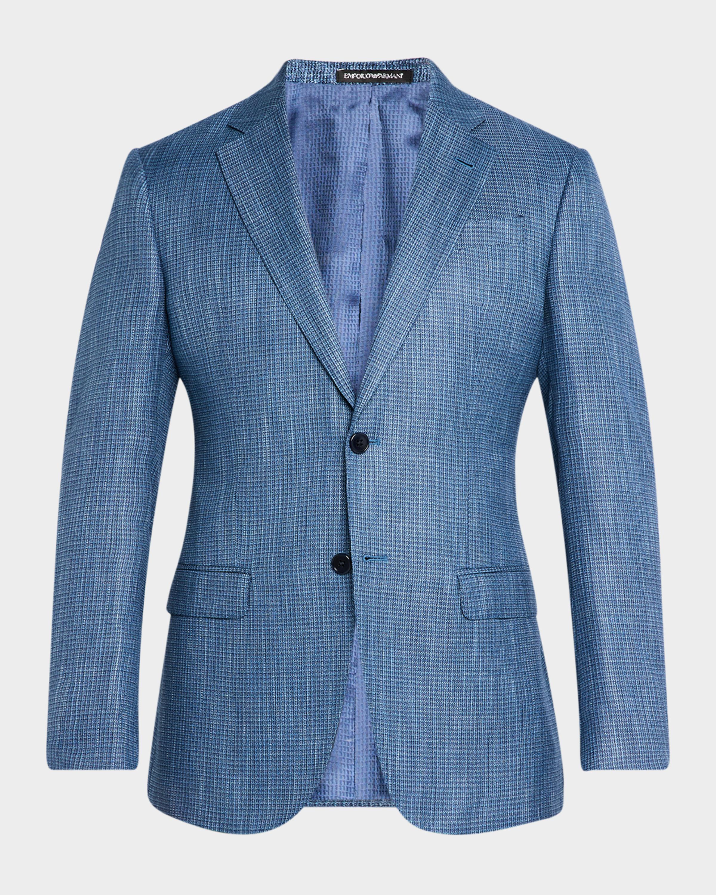 Emporio Armani Men's Bamboo Textured Grid Sport Coat | Neiman Marcus