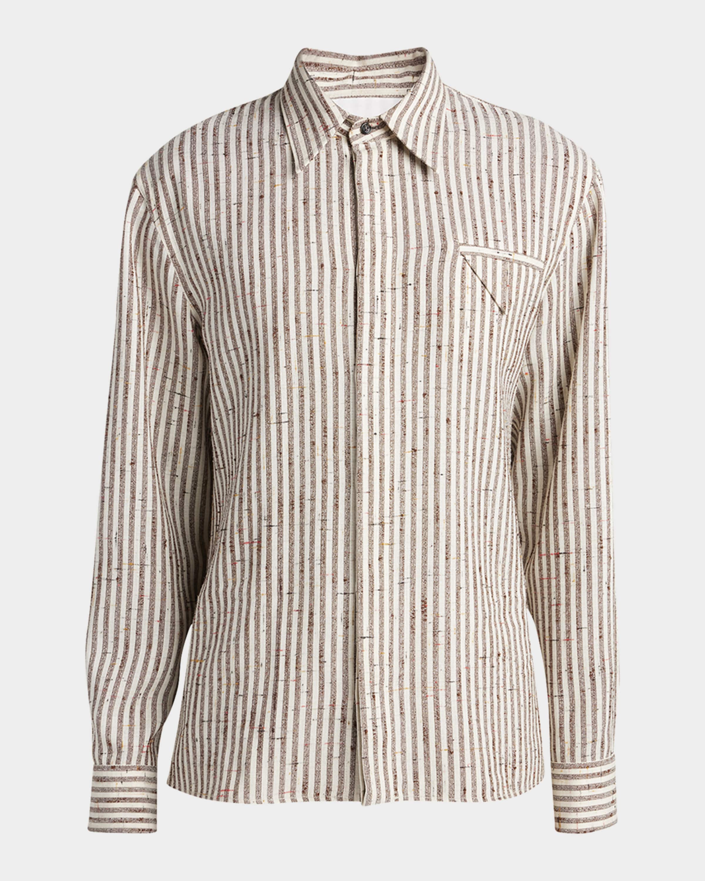 Bottega Veneta Men's Knotted Stripe Button-Down Shirt | Neiman Marcus