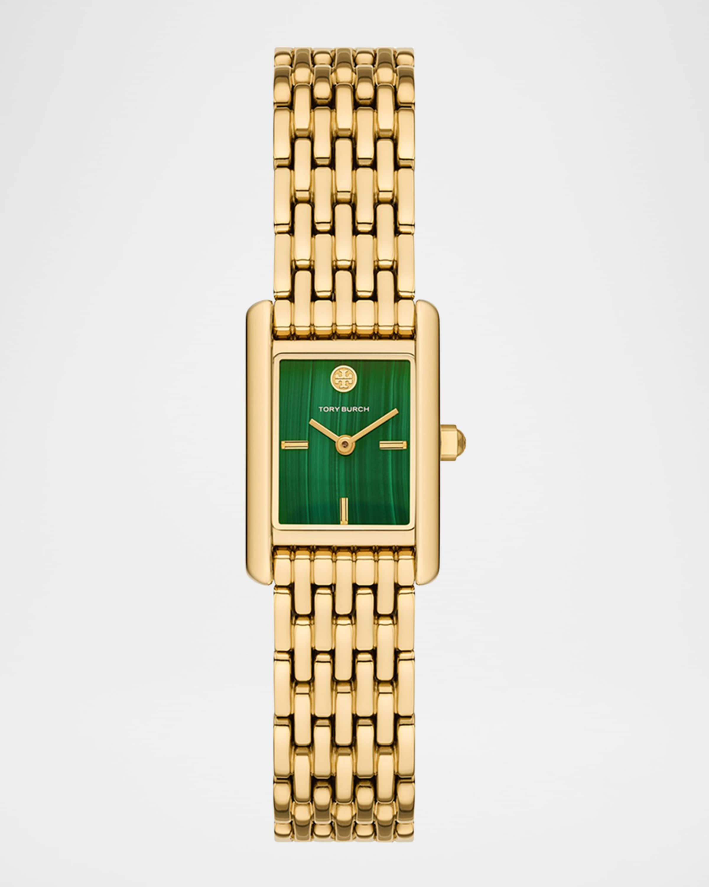 gold and green tory burch stainless steel watch