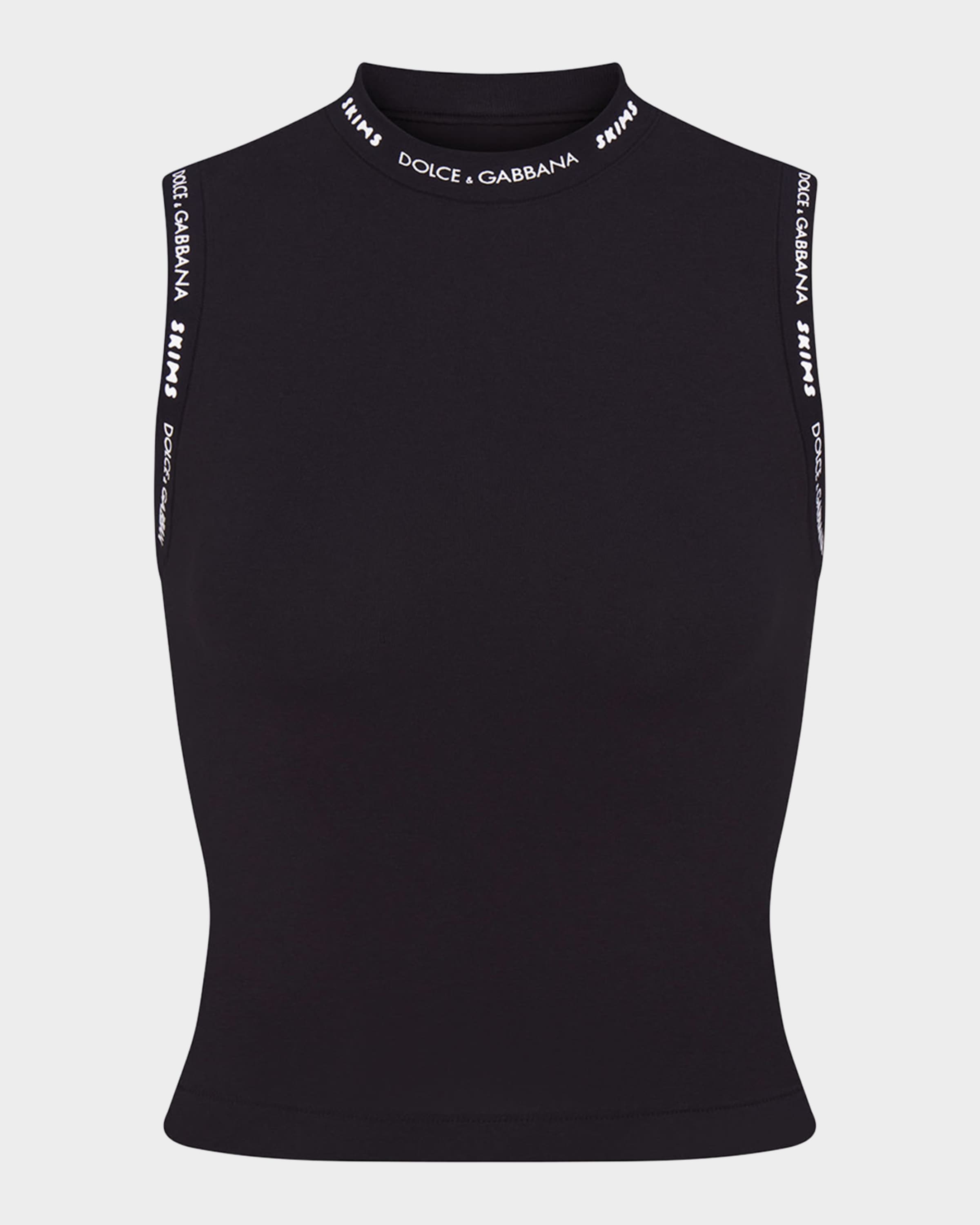 トップス Dolce and gabbana tank Fine-rib tank top with crystal DG logo in White for Women