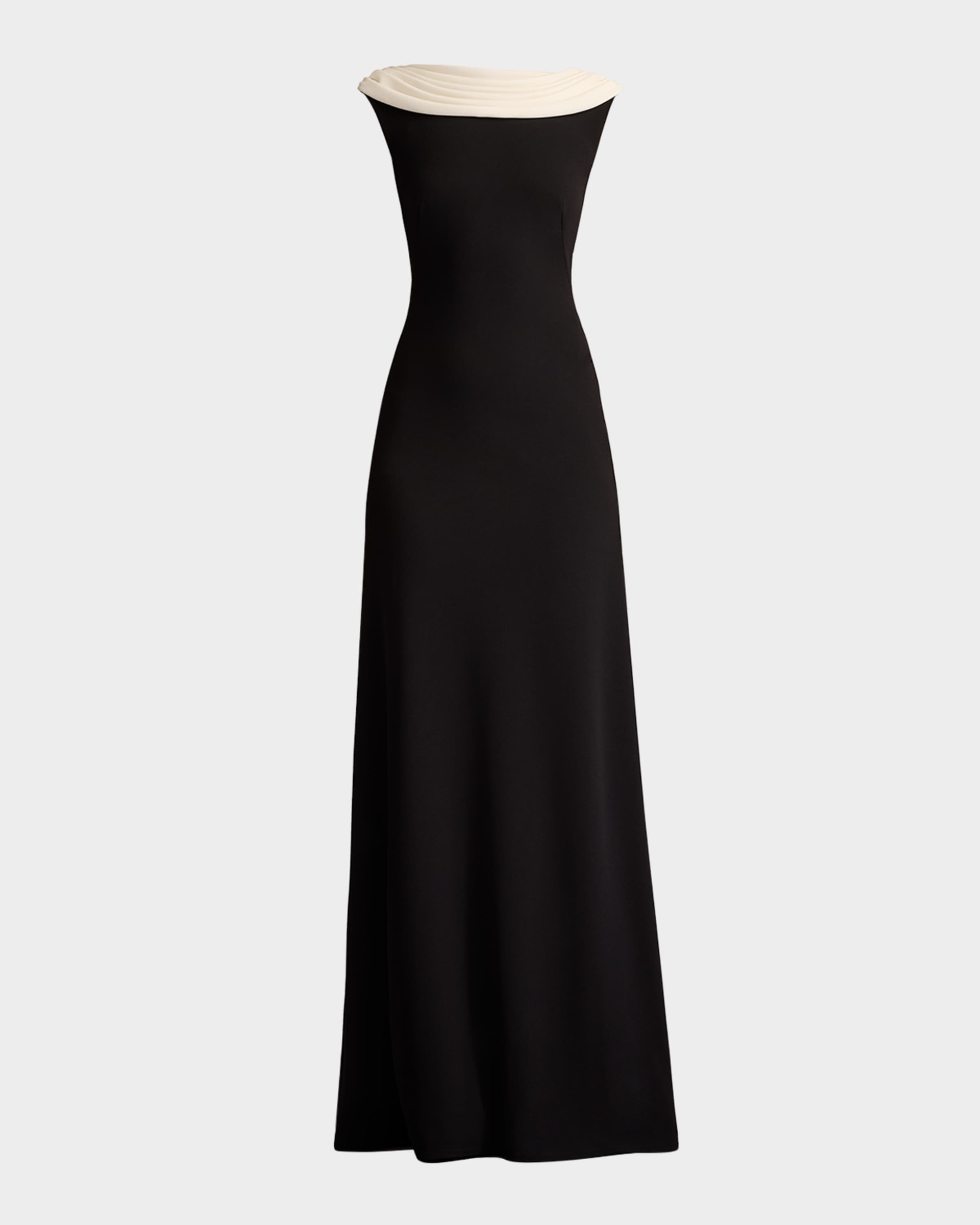 未使用✨ タダシショージ Lace & Crepe Gownドレス 黒 Tadashi Shoji Draped Two-Tone Crepe Gown | Neiman Marcus