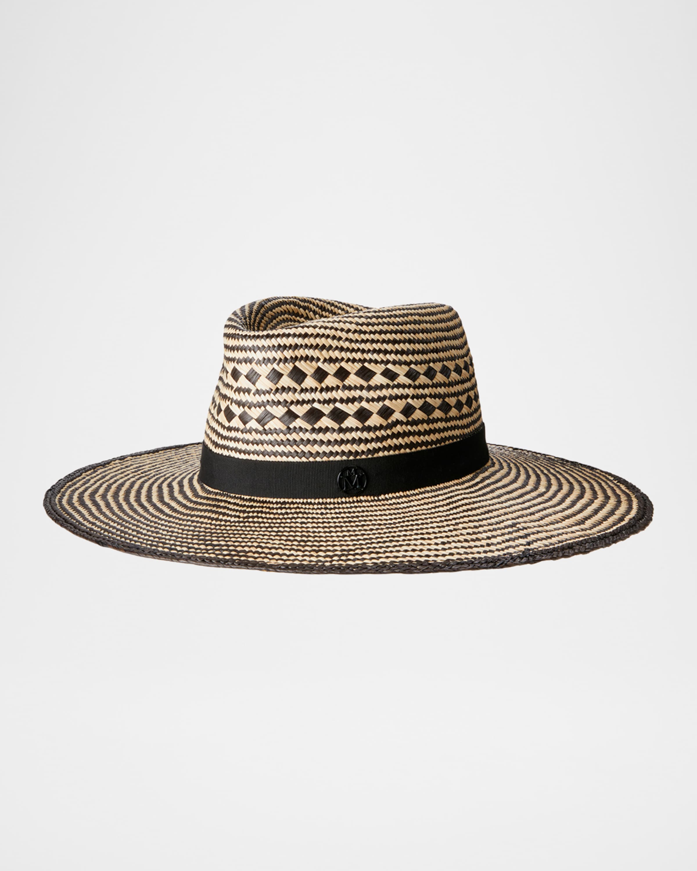 Maison Michel Charles Bicolor Straw Fedora Hat | Neiman Marcus