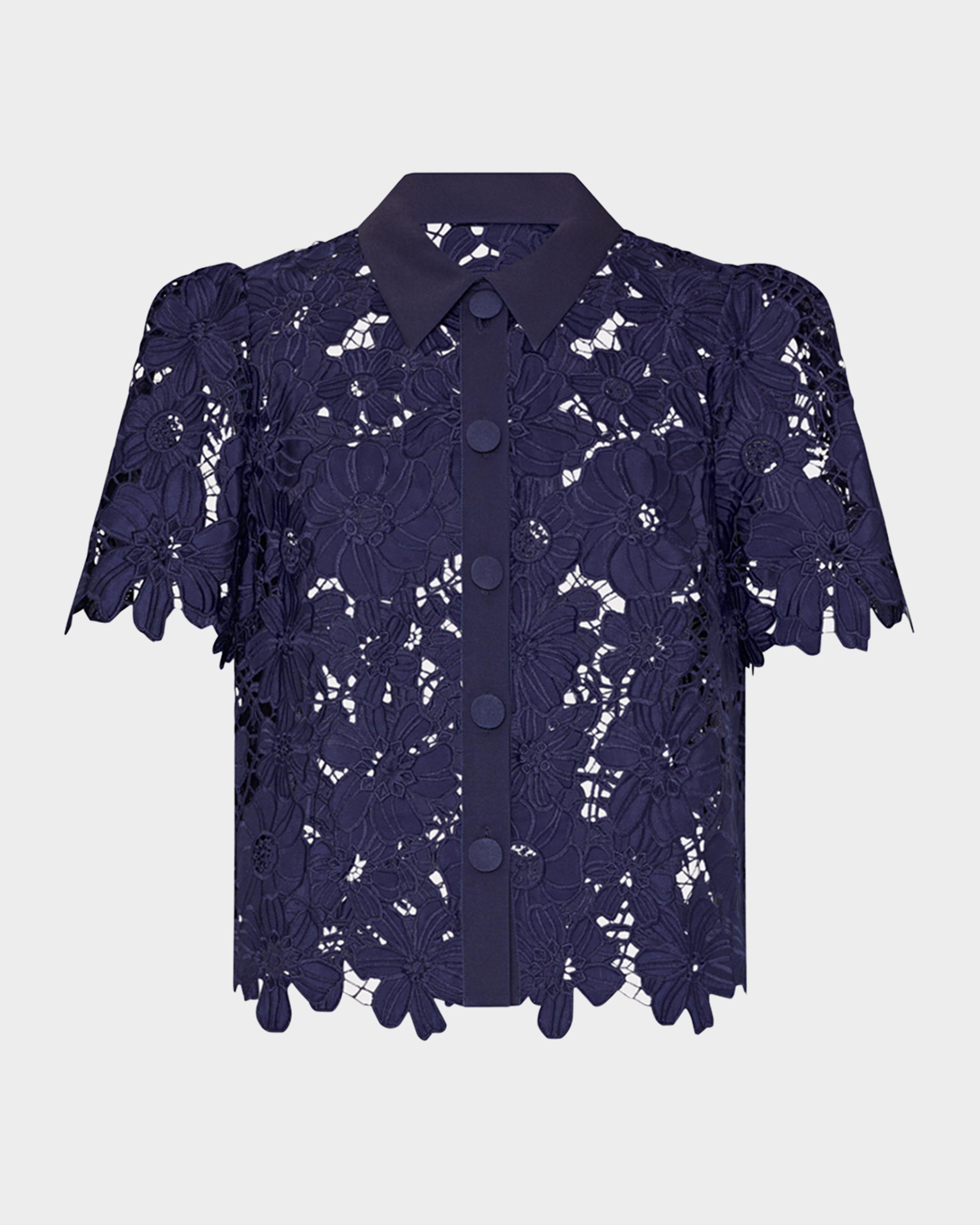 Milly Addison Roja Boxy Floral Lace Top | Neiman Marcus