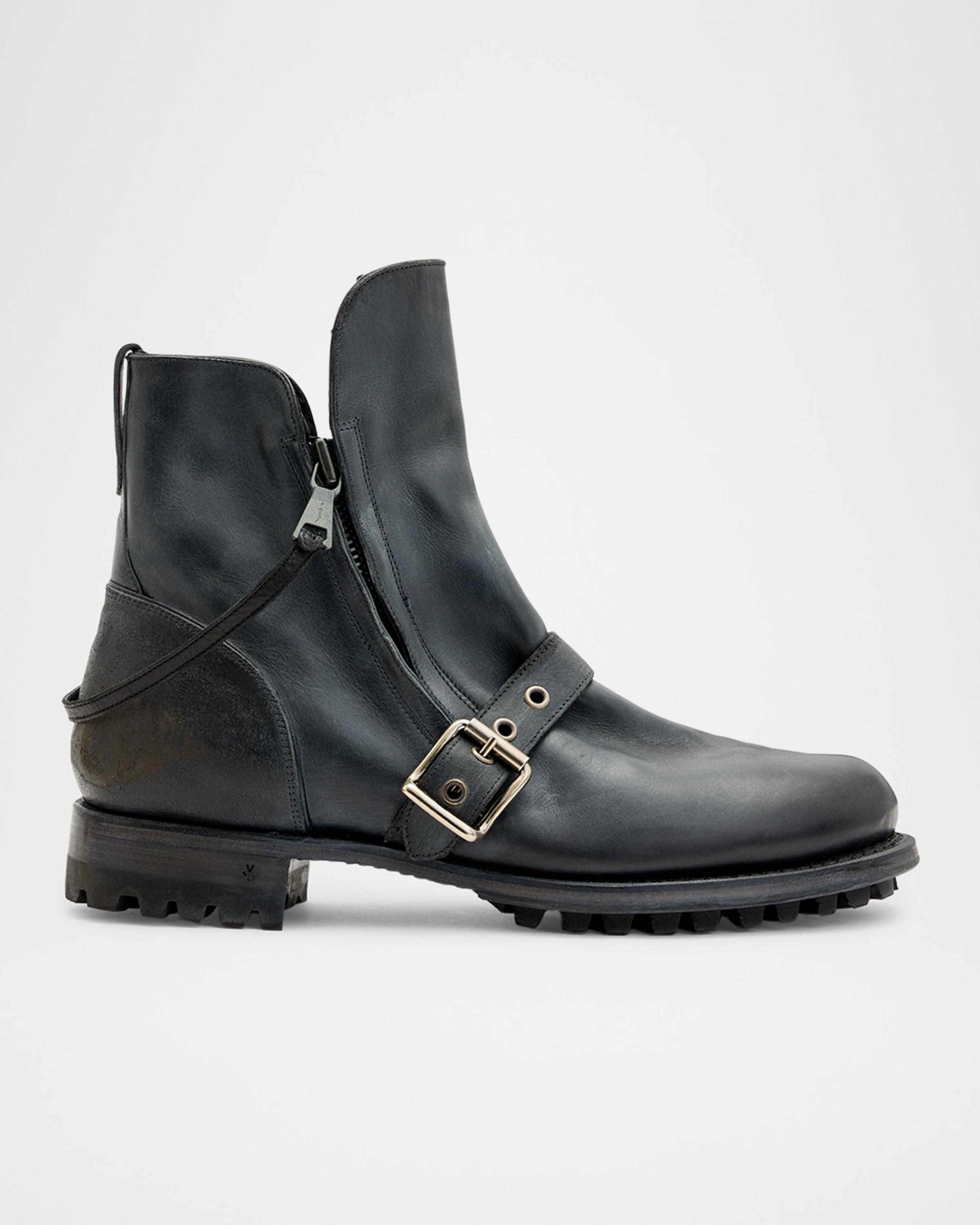 John Varvatos Men's Moto Shearling Double-Zip Leather Boots