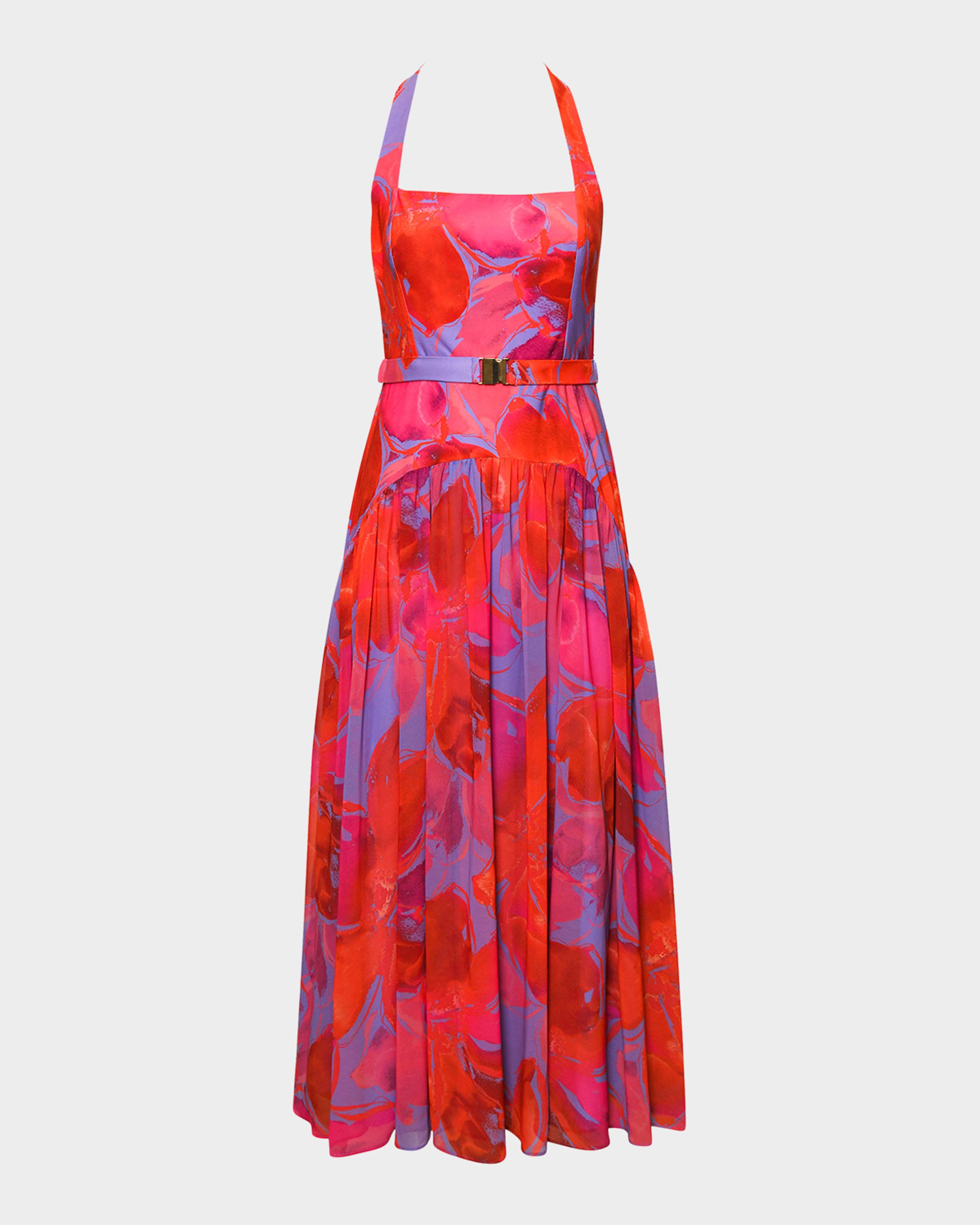 hutch halter midi slip dress Aza Pleated Floral-Print Maxi Corset midi