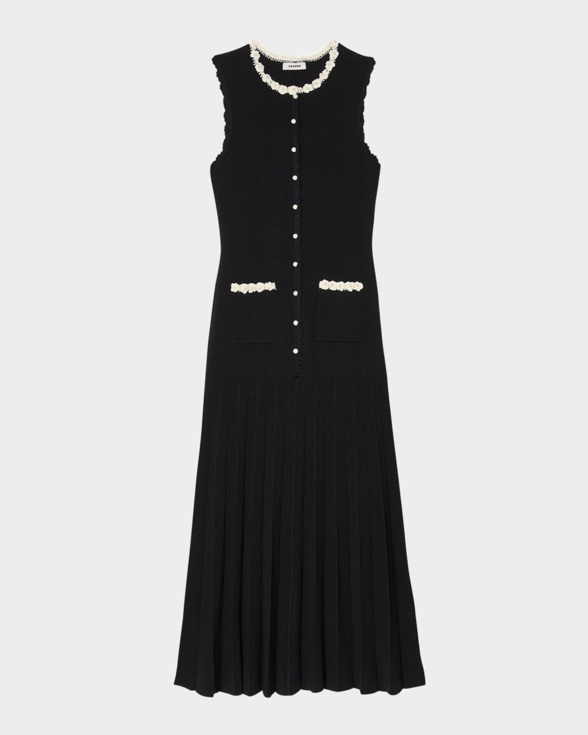 Sandro Blossom Crochet-Trim Stretch Knit Maxi Dress | Neiman Marcus