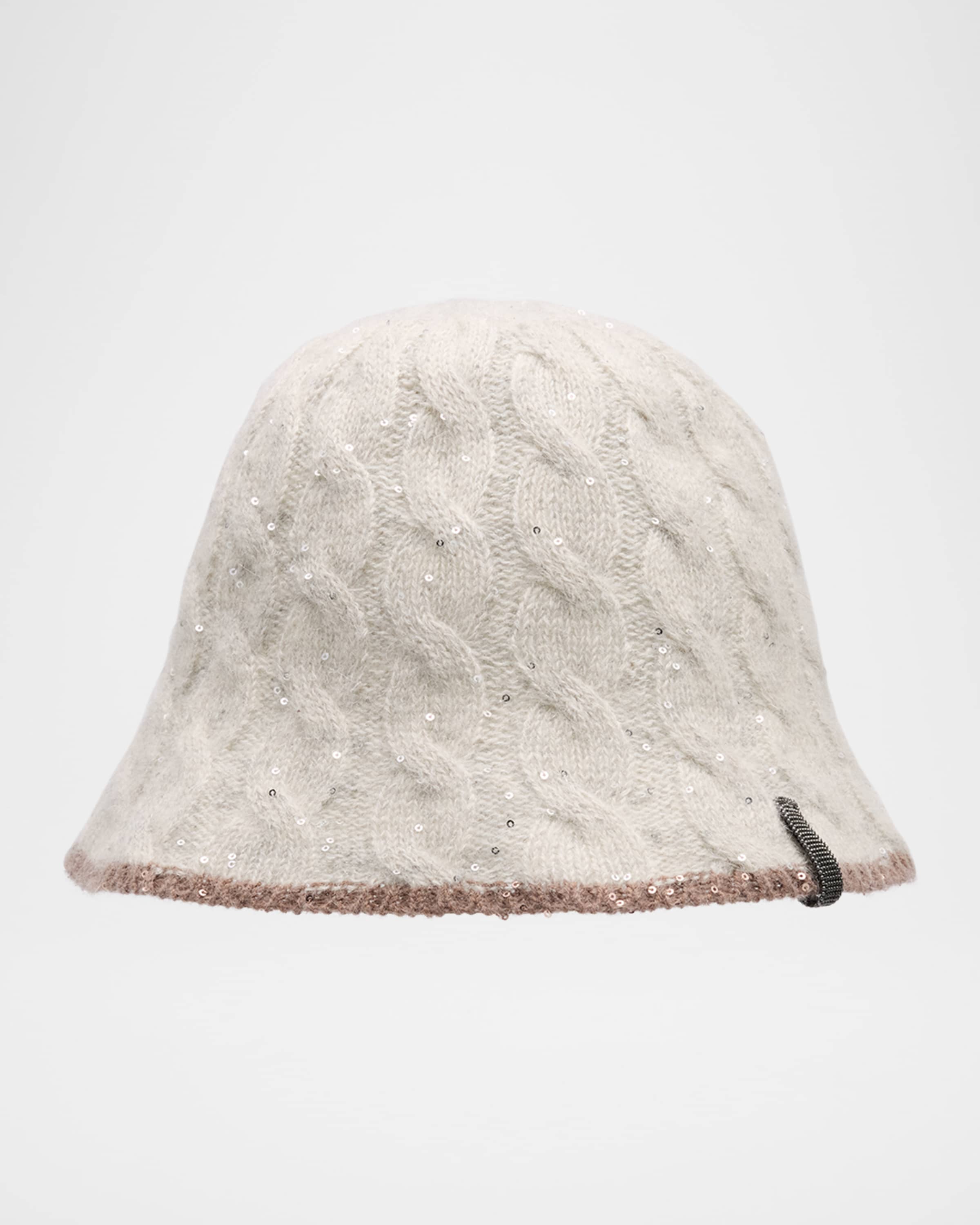 BRUNELLO CUCINELLI モニリチェンティテルハケットハット BRUNELLO CUCINELLI Embellished ribbed-knit bucket hat | NET