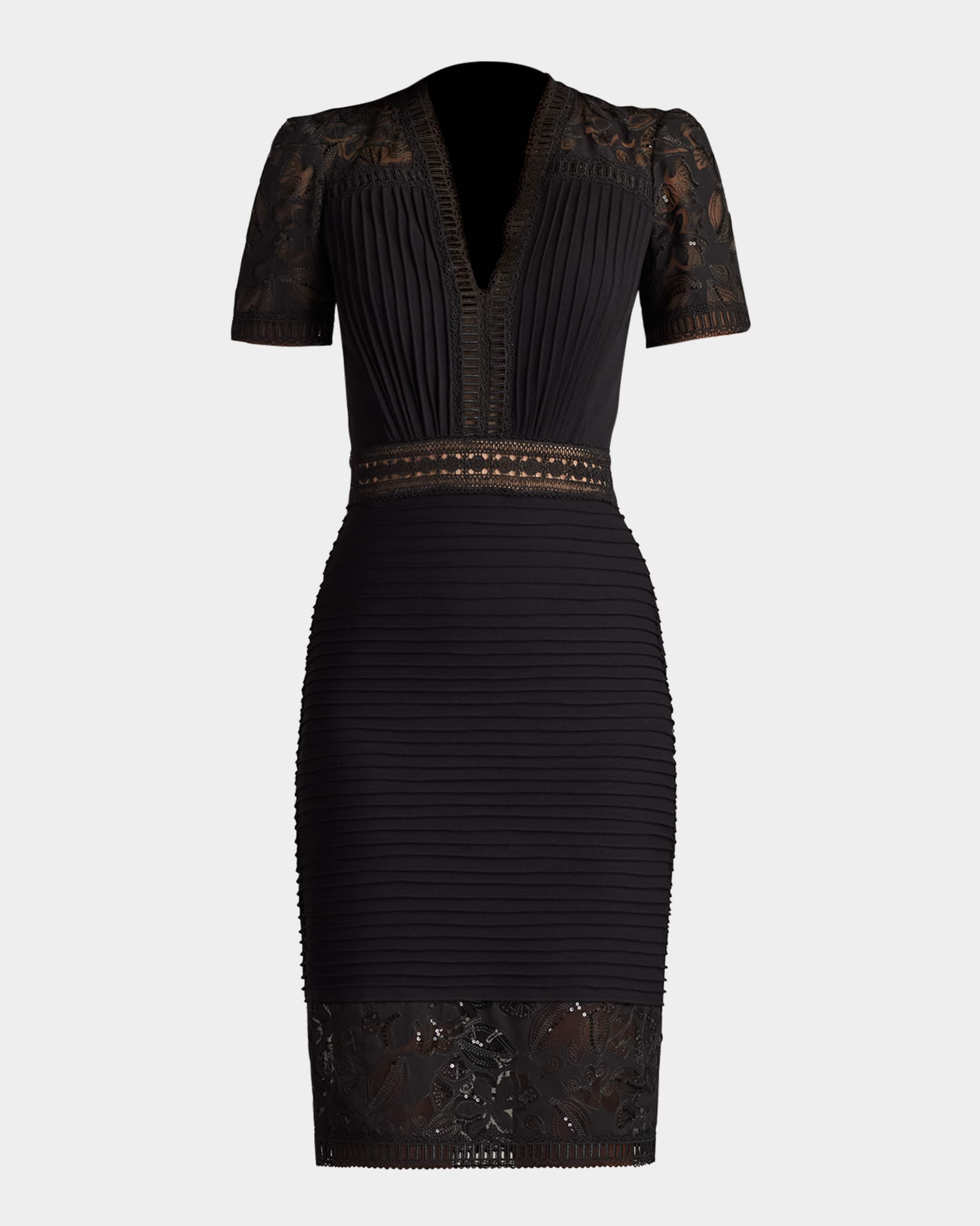 tadashi shoji lace pintuck dress Tadashi Shoji Women's Brone Illusion Lace Cocktail Dress