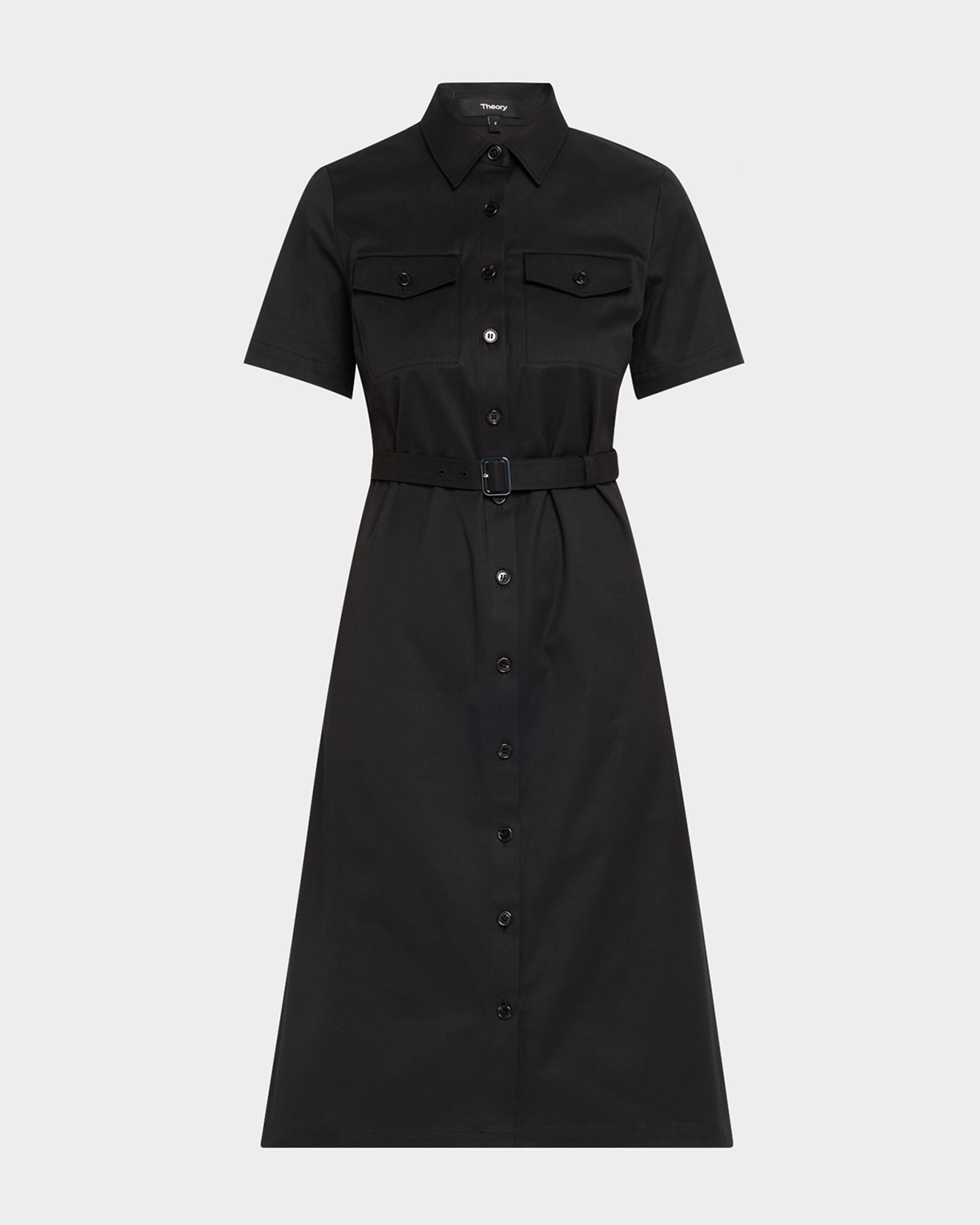 theory shirt dress black Short-Sleeve Military Chino Midi Formal Dress: 61909. Long, Eco Wedding Dress Size:Size 26 Theorys short