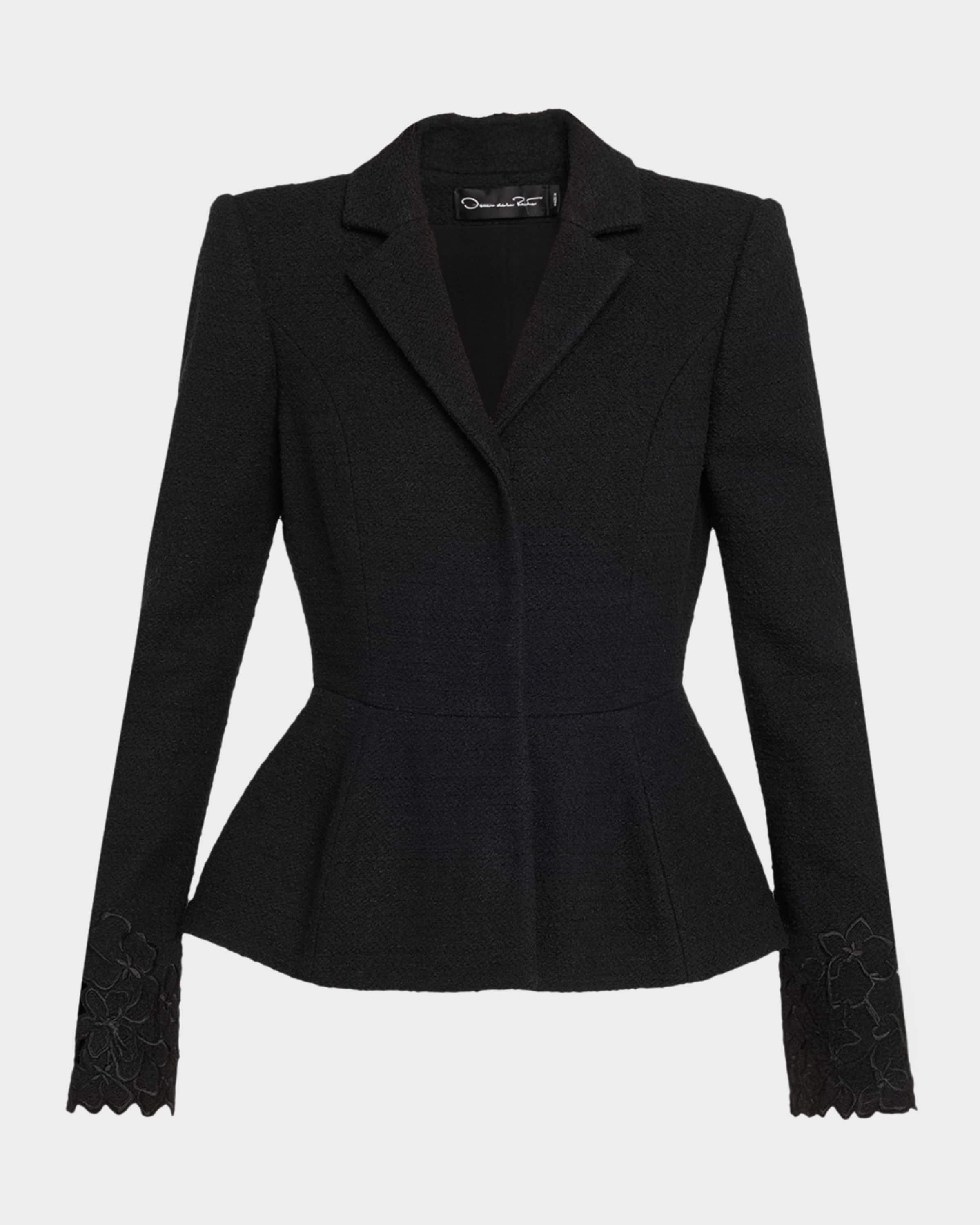 Oscar de la Renta Embroidered Boucle Peplum Suit Jacket | Neiman