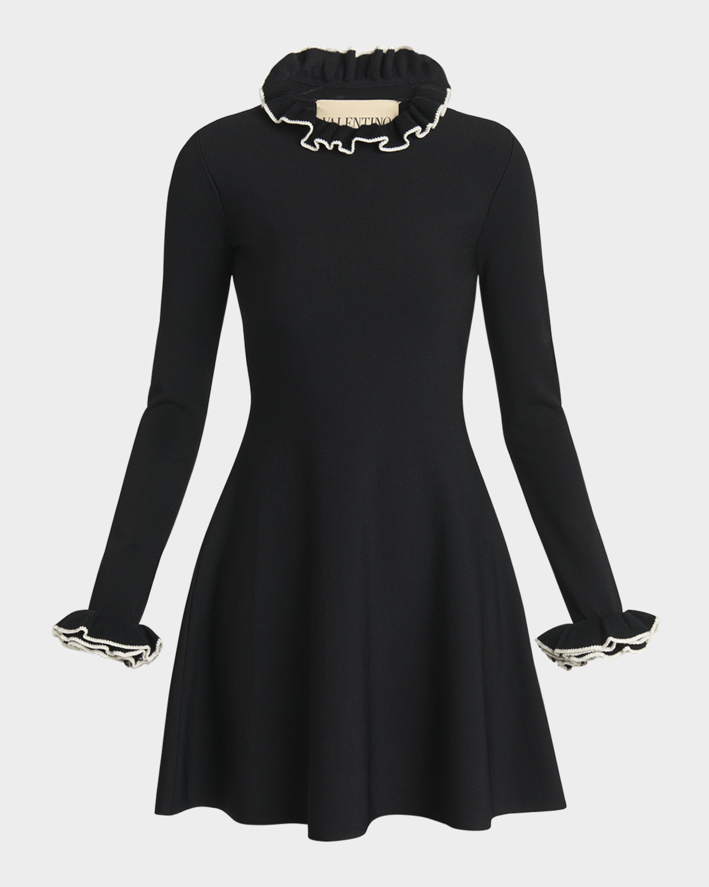 Valentino Garavani Ruffle-Trim Knit Mini Sweater Dress