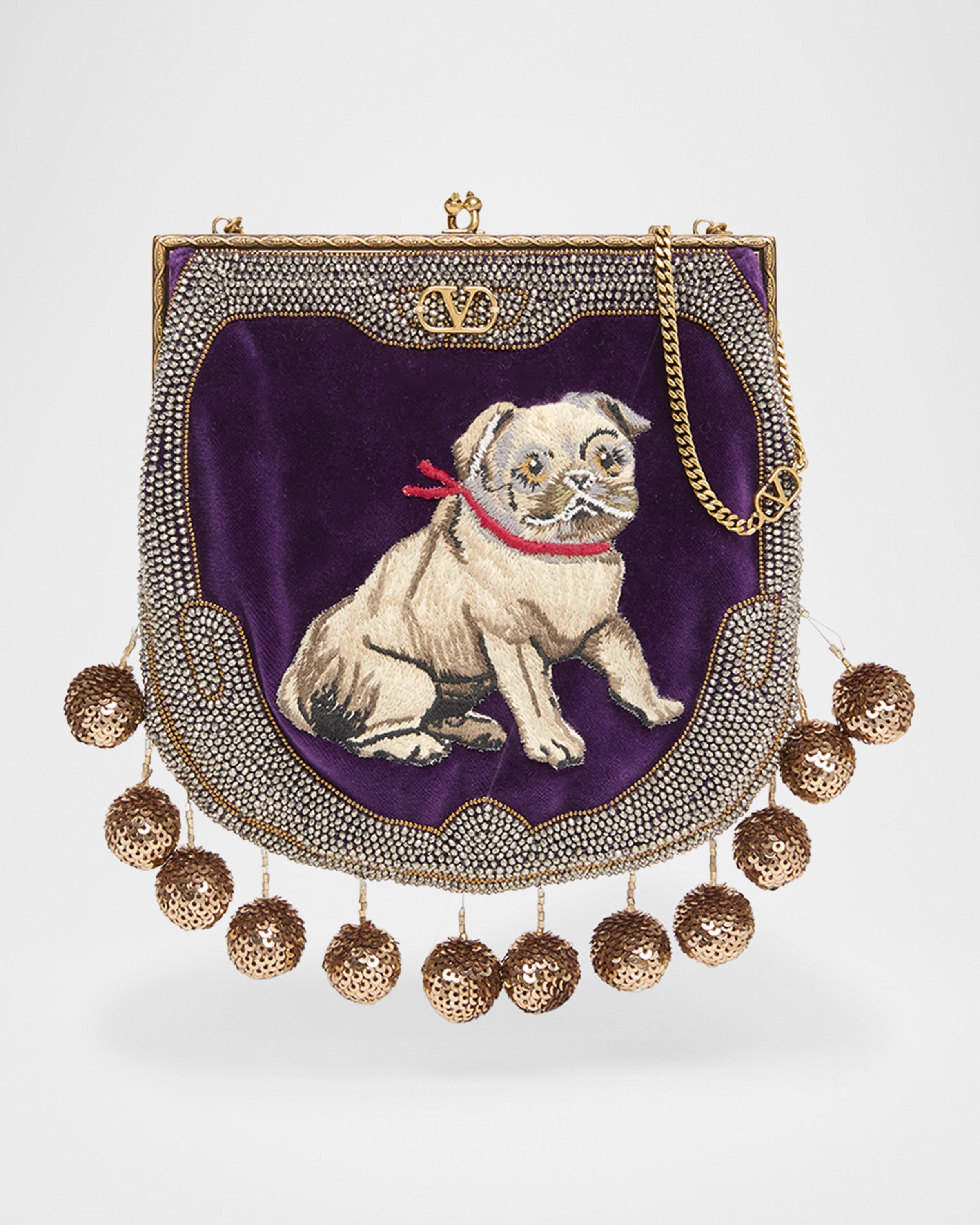 Valentino Garavani Nellcote Fairytales Dog Velvet Minaudiere
