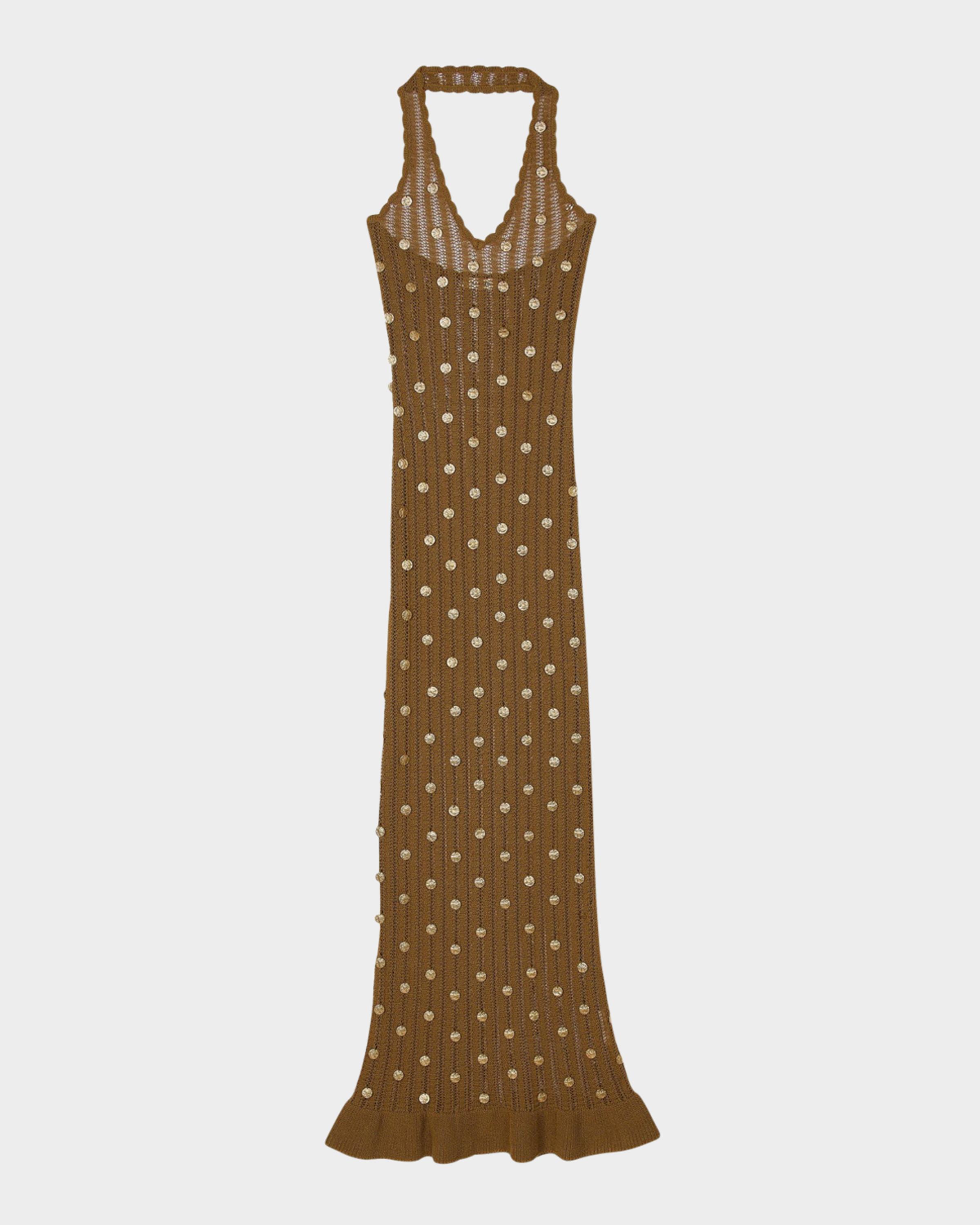 Sandro Jasmine Embellished Knit Halter Dress