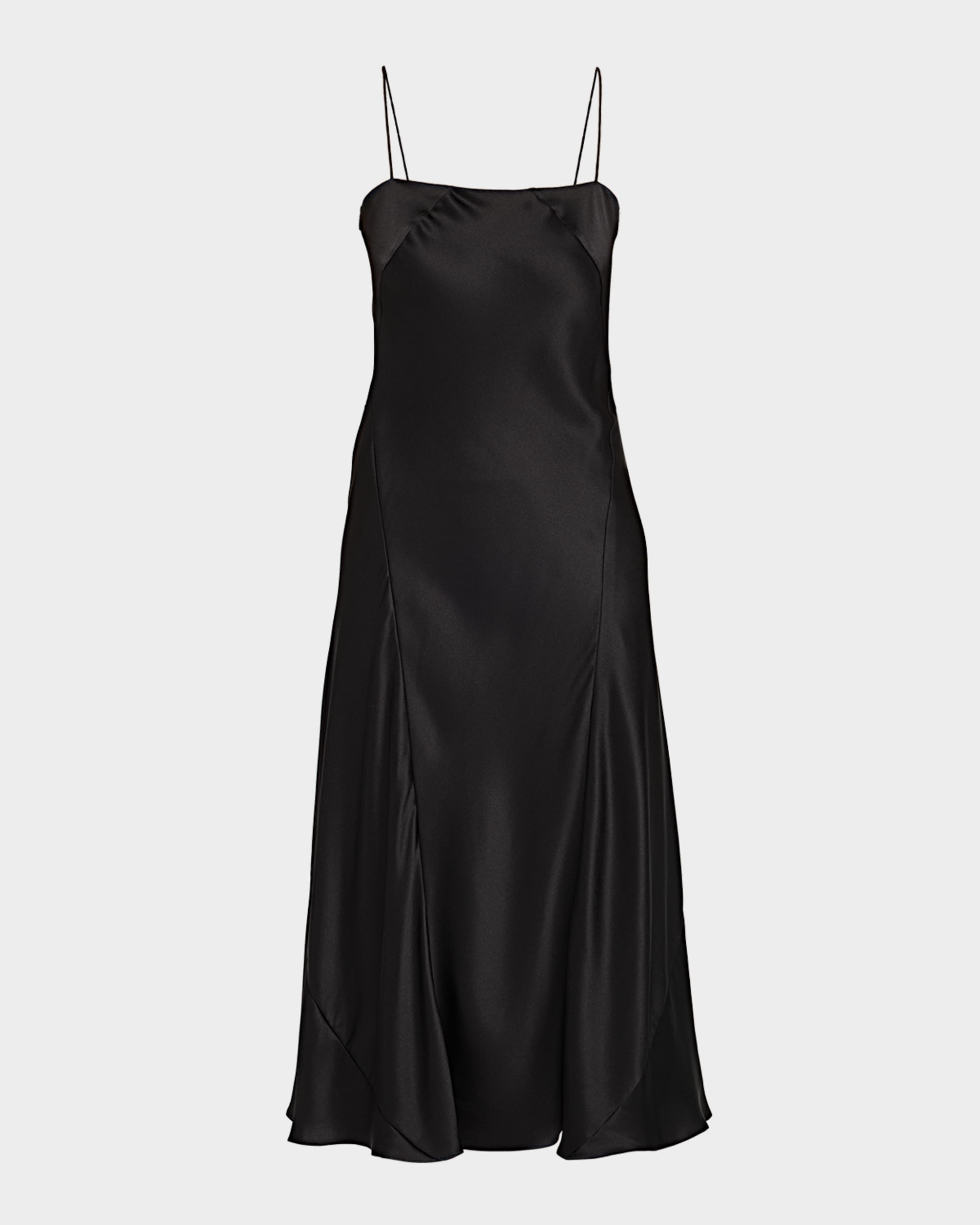 Giorgio Armani Double Silk Satin Spaghetti-Strap Midi Dress