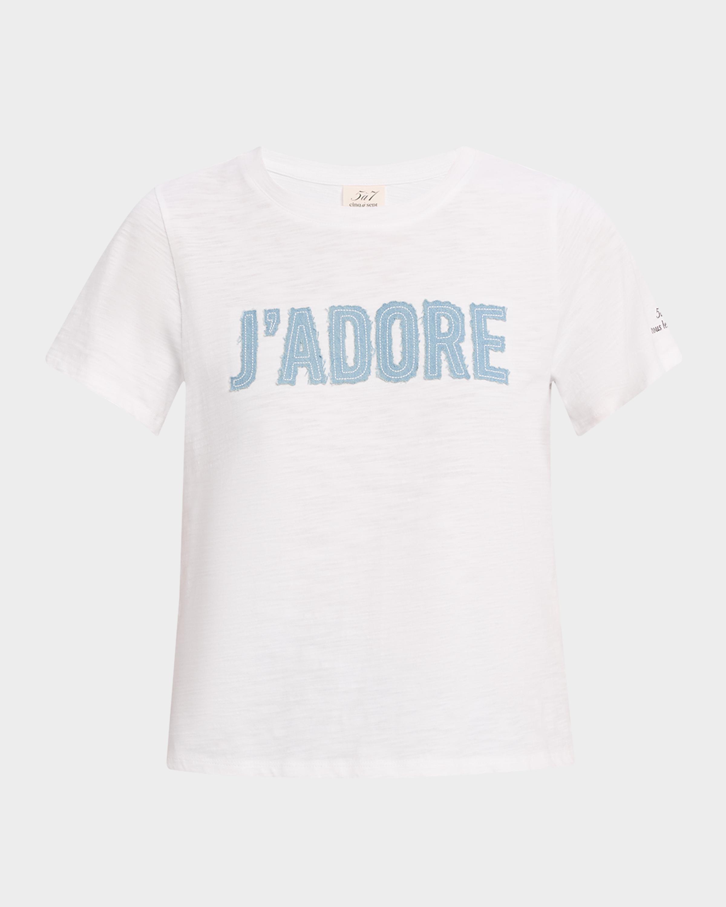 Cinq à Sept Shrunken Denim J'Adore Tee | Neiman Marcus
