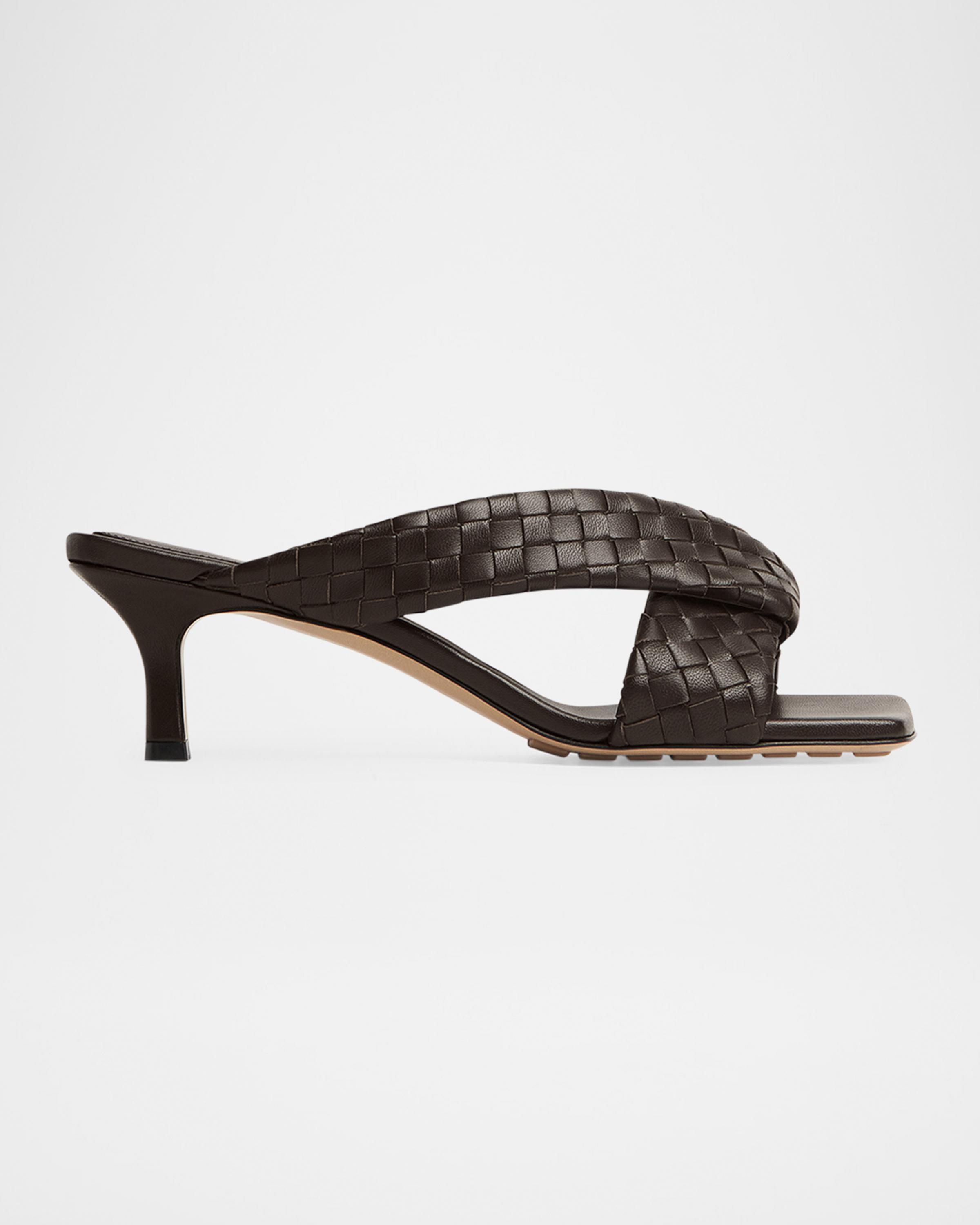 Bottega Veneta Riva Micro Woven Nappa Leather Kitten-Heel Sandals
