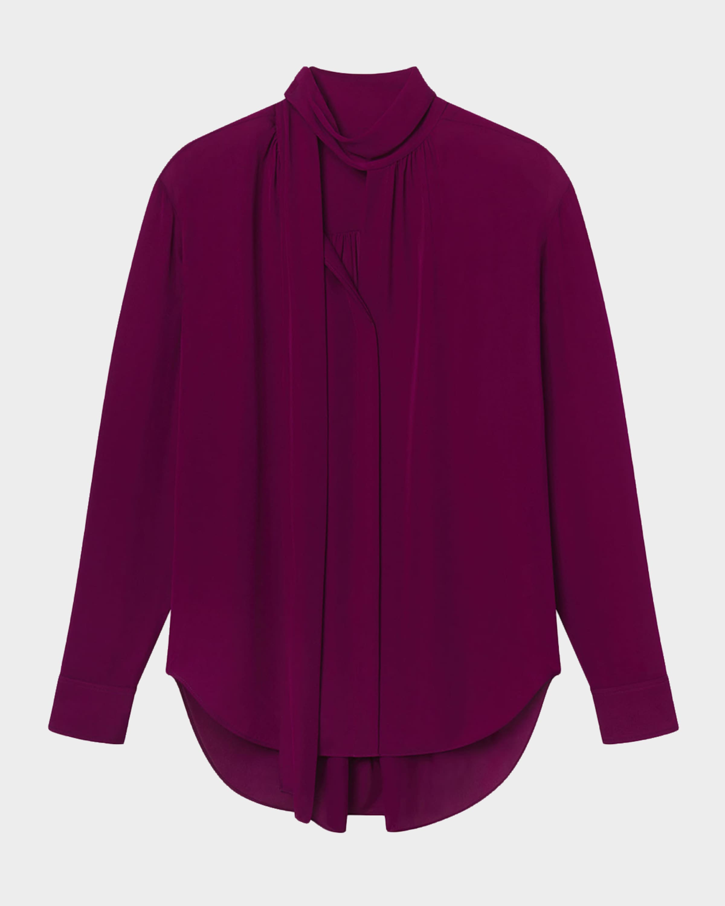 A.L.C. Vivi Long-Sleeve Silk Tie-Neck Top | Neiman Marcus
