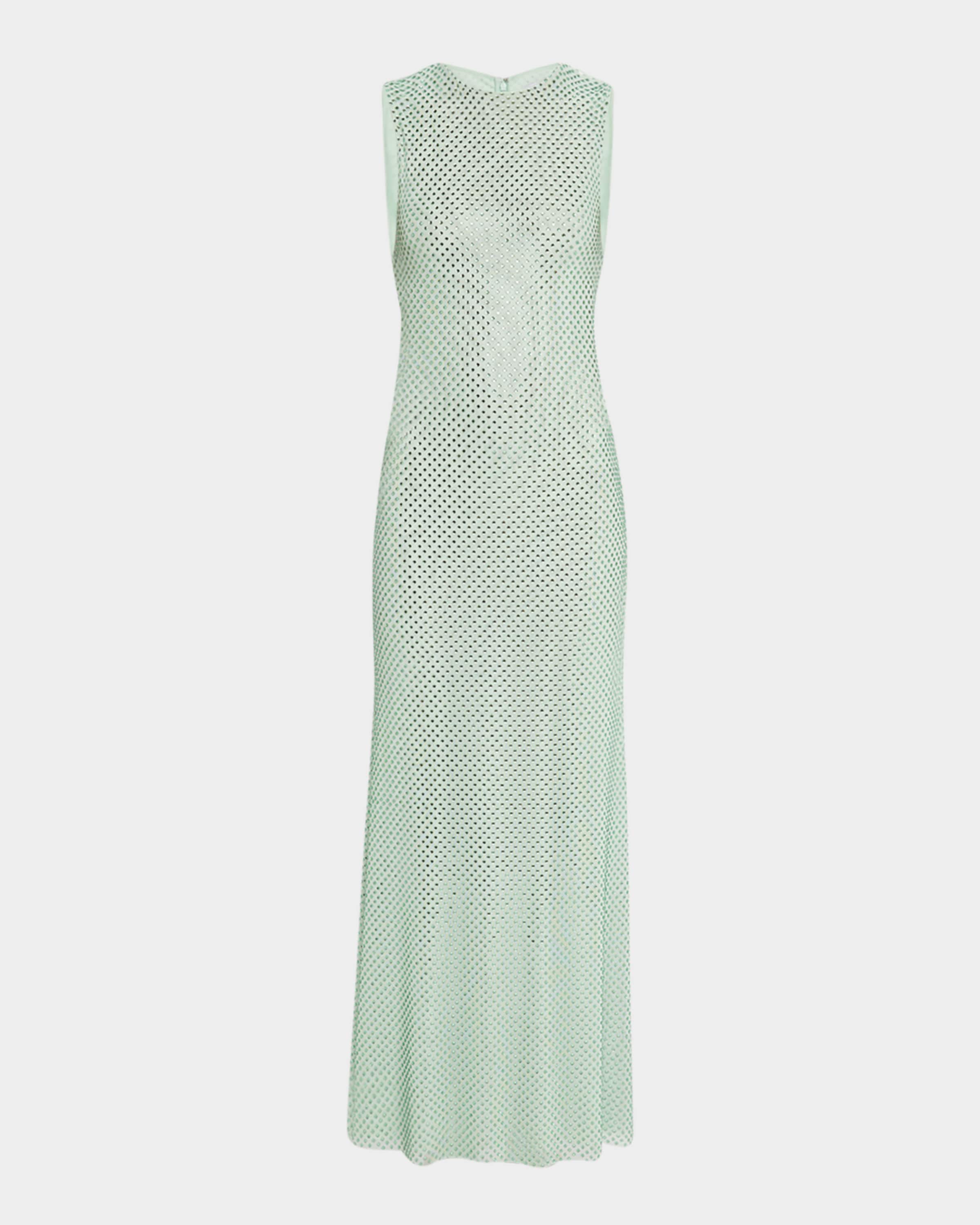 Self-Portrait Rhinestone Mesh Midi Dress | Neiman Marcus