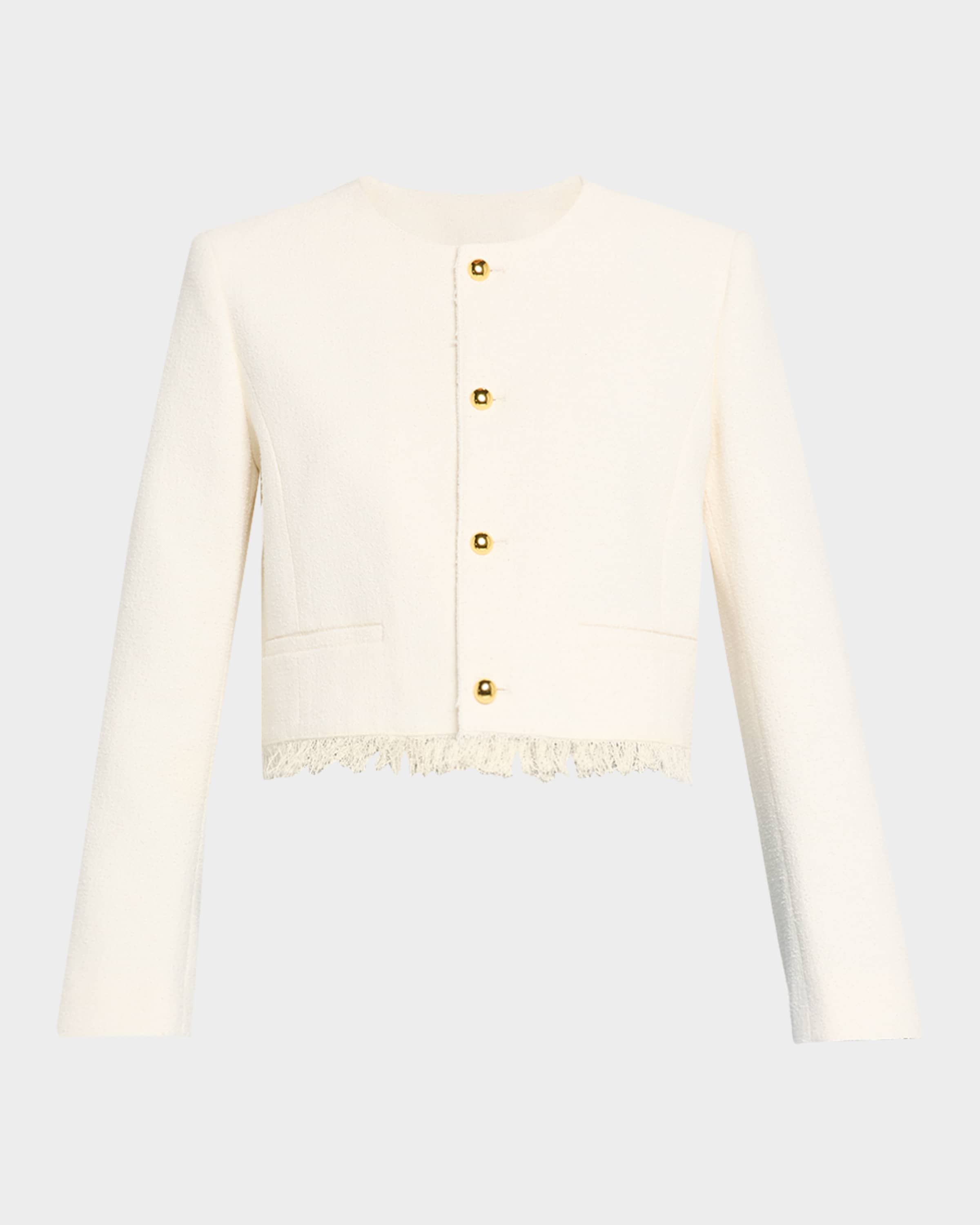 ルミニョン Papillon tweed fringe jacket Fringe Tweed Cropped Jacket | Talbots