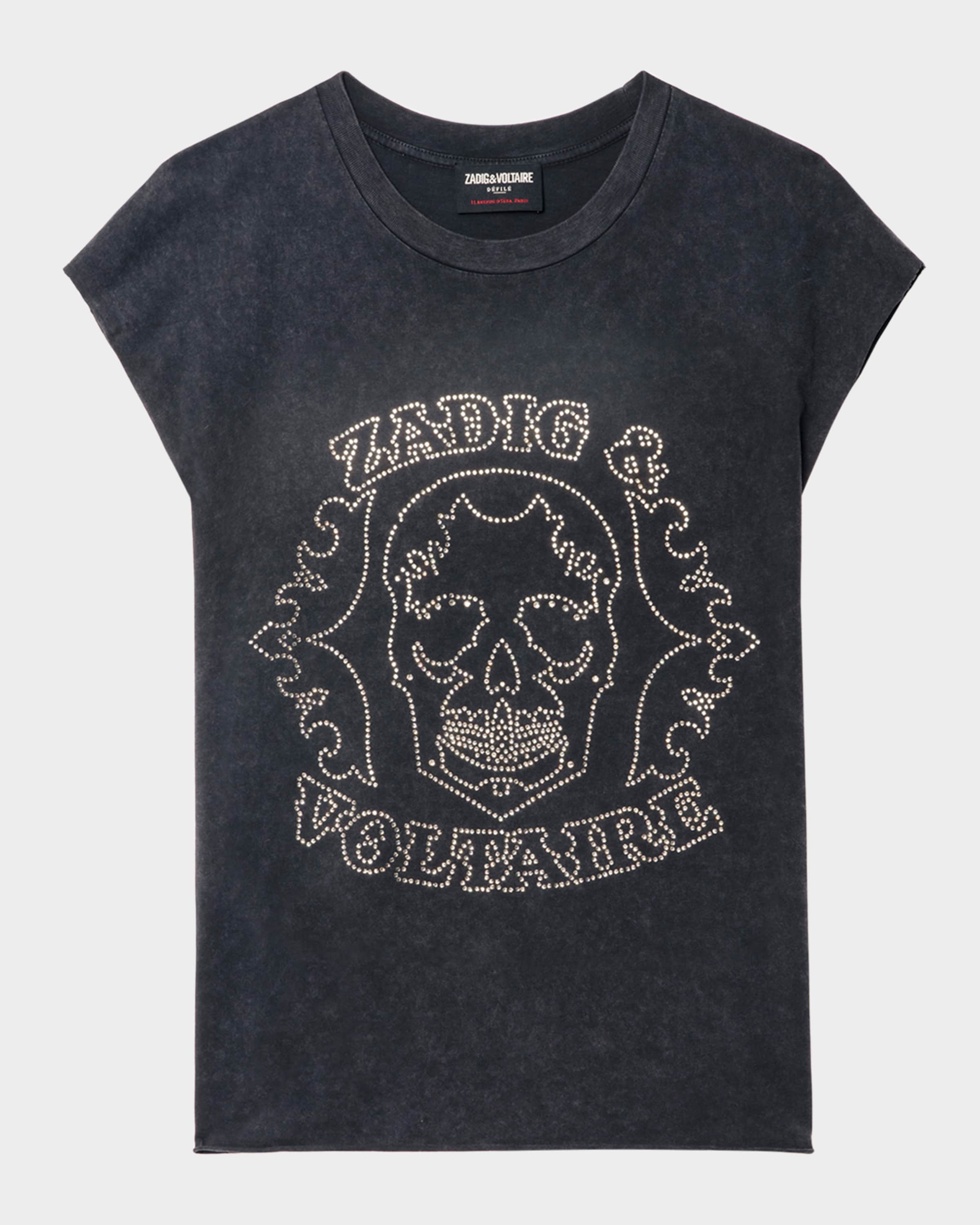 【関税込み】Cloe Hc Skull Strass T-Shirt - Zadig & Voltaire Cloe Hc Skull Strass T-Shirt - Zadig & Voltaire - Cotton - Black