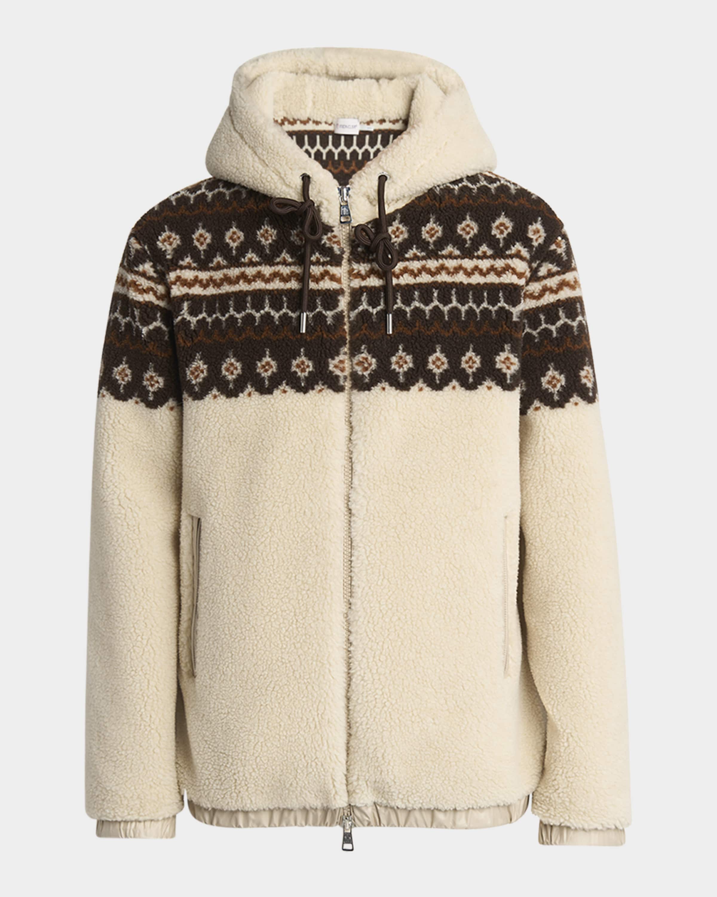 Moncler Men's Teddy Boucle Hooded Full-Zip Jacket | Neiman