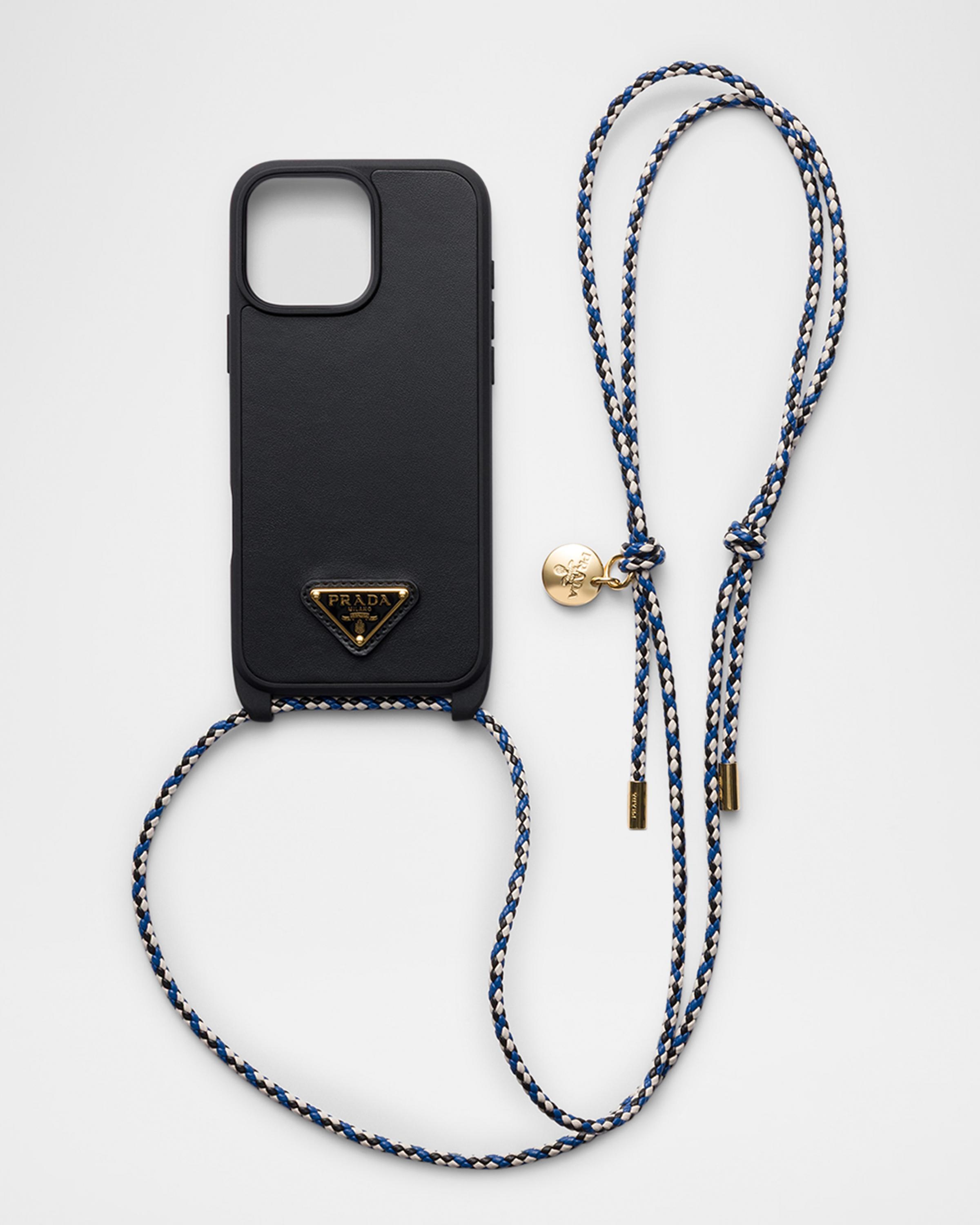 Prada iPhone 16 Pro Max Leather Shoulder Strap Phone Case | Neiman