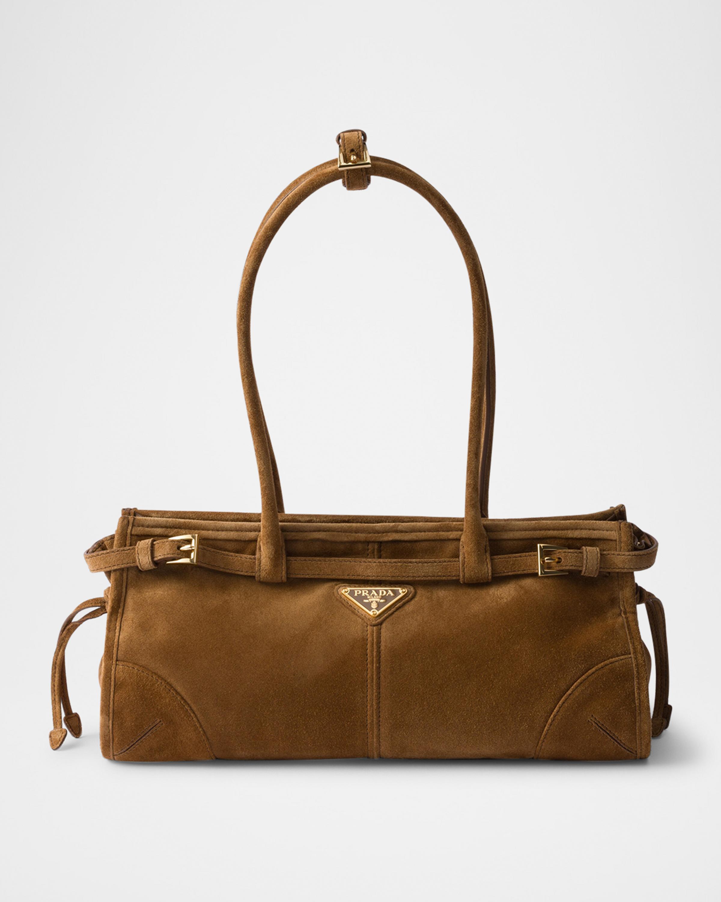 Prada Bonnie Medium Suede East-West Shoulder Bag | Neiman Marcus