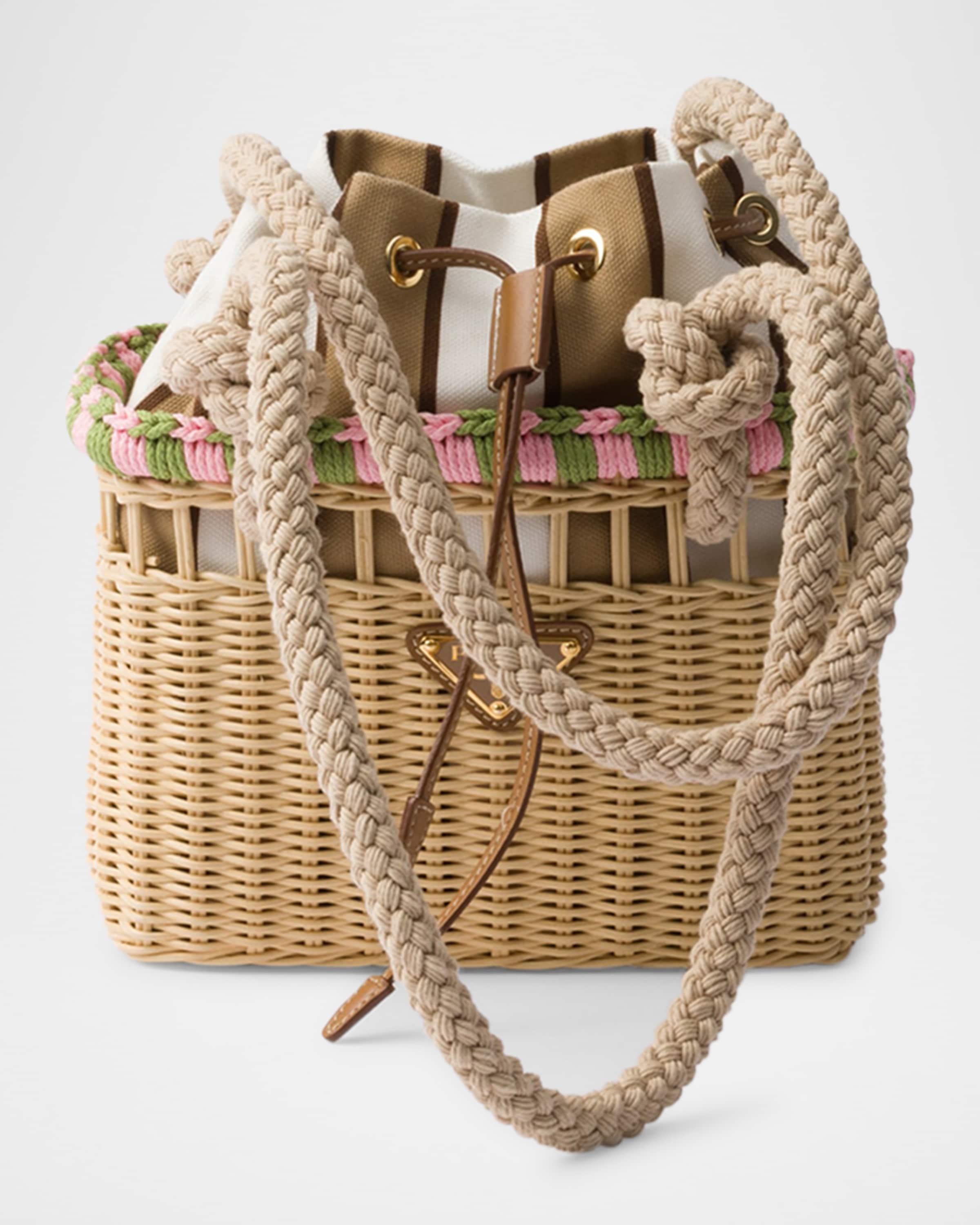 Prada Rattan Basket Drawstring Mini Shoulder Bag | Neiman Marcus