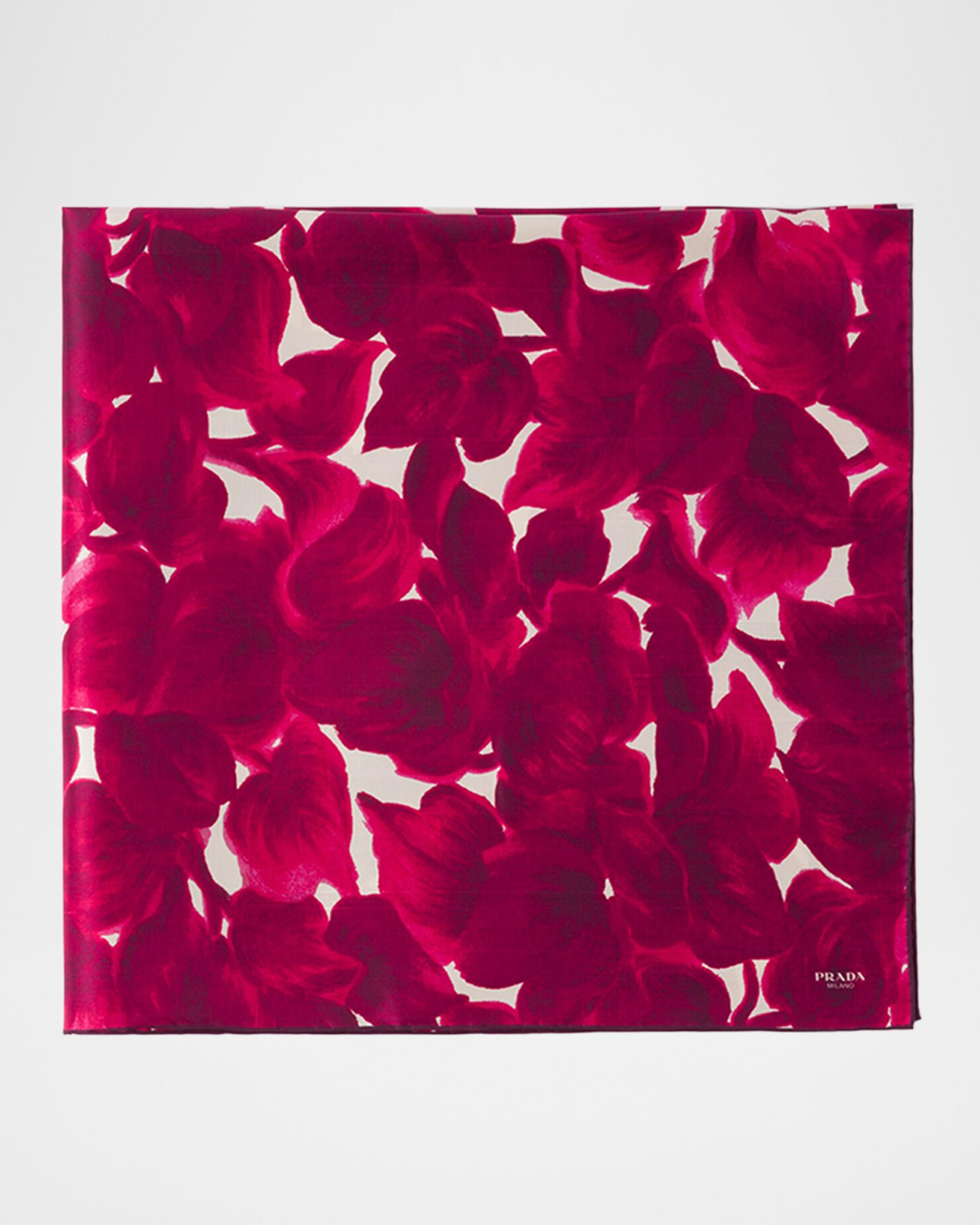 Prada Flowers Print Silk Shantung Scarf | Neiman Marcus