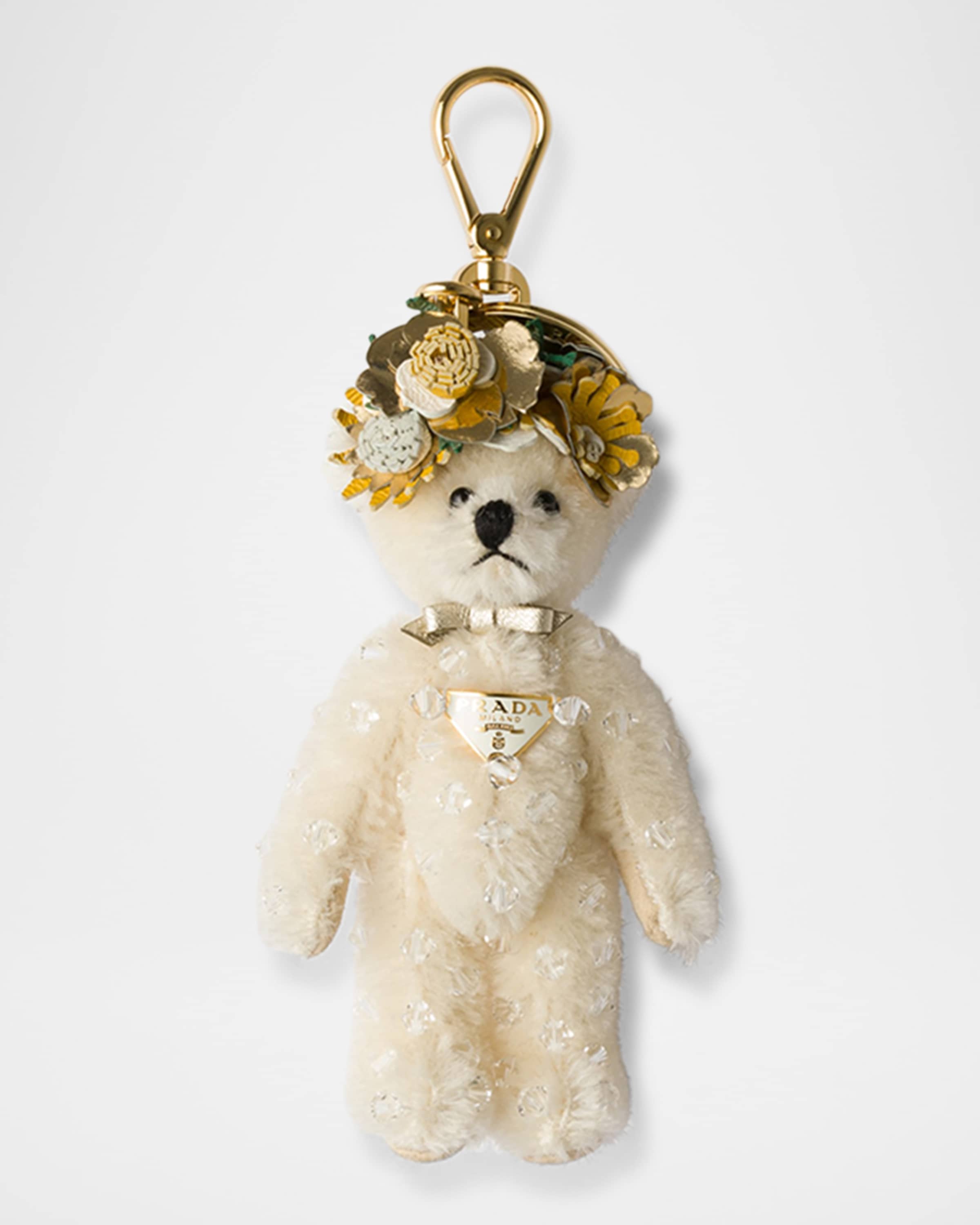Prada Teddy Bear Bag Charm with Metal Ring | Neiman Marcus