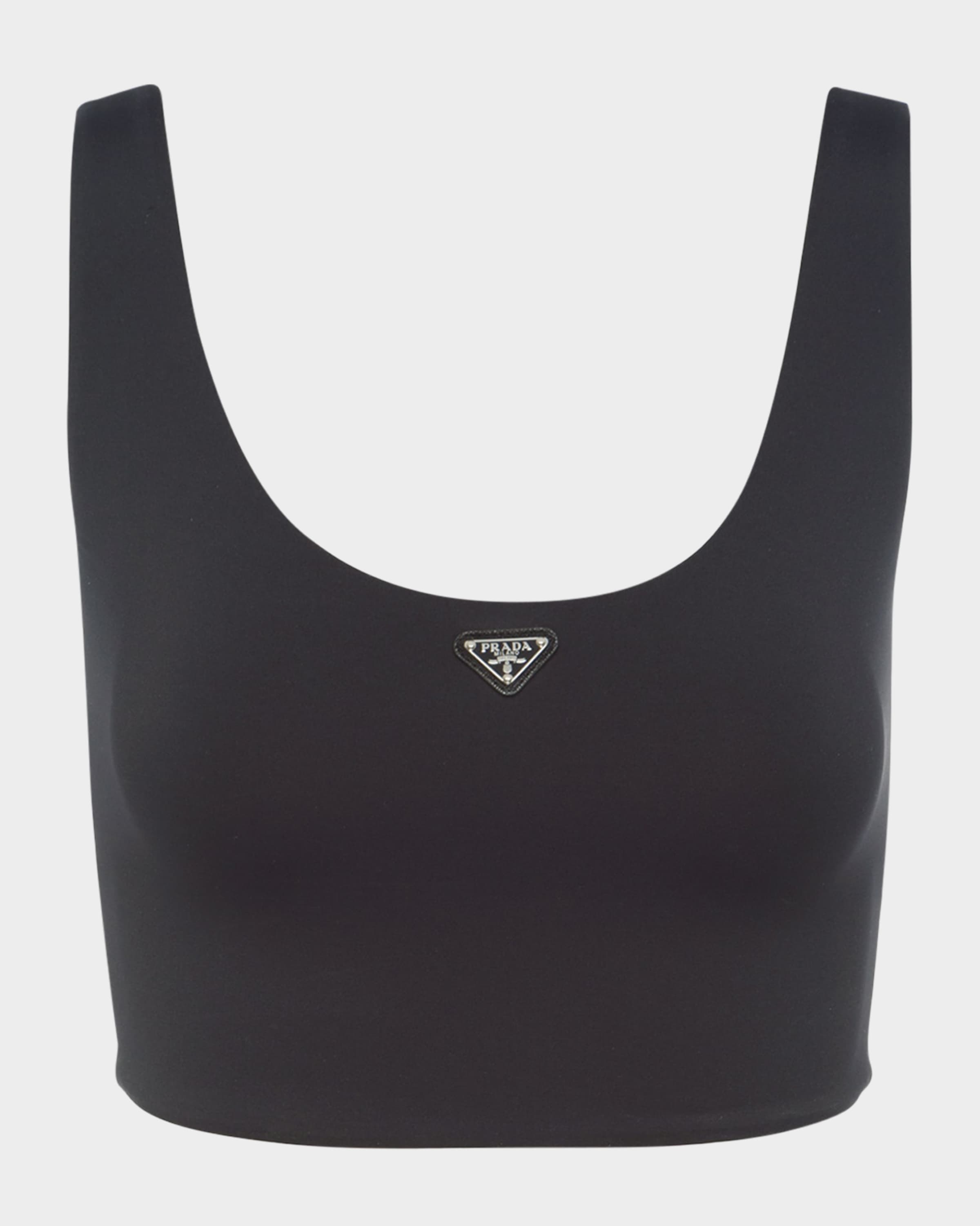n*p様 PRADA ブラック タンクトップ S Prada Triangle Stretch Jersey Crop Tank Top | Neiman Marcus