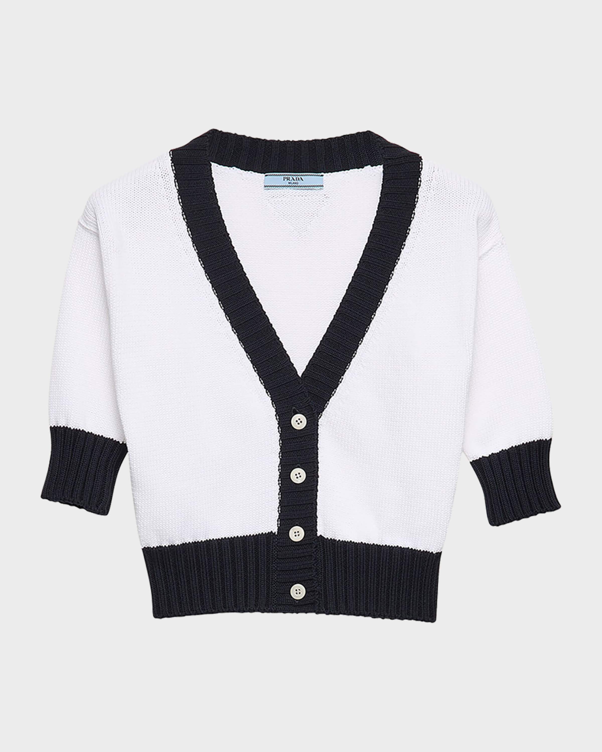 PRADA pre owned ケーブルニット クロップドカーディガン Prada Cropped Cotton Cardigan | Saks Fifth Avenue