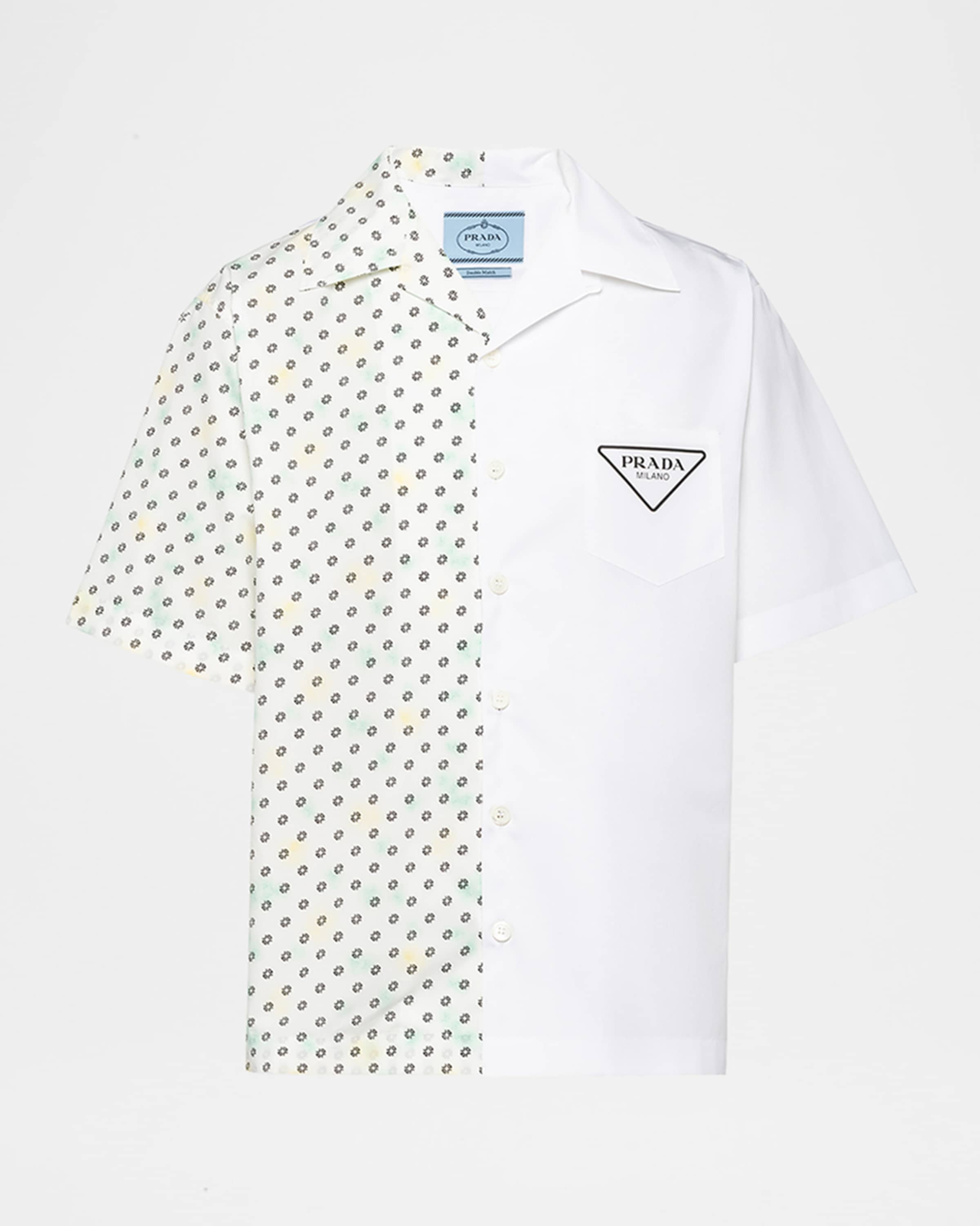 Prada Men's Poplin Double Match Camp Shirt | Neiman Marcus