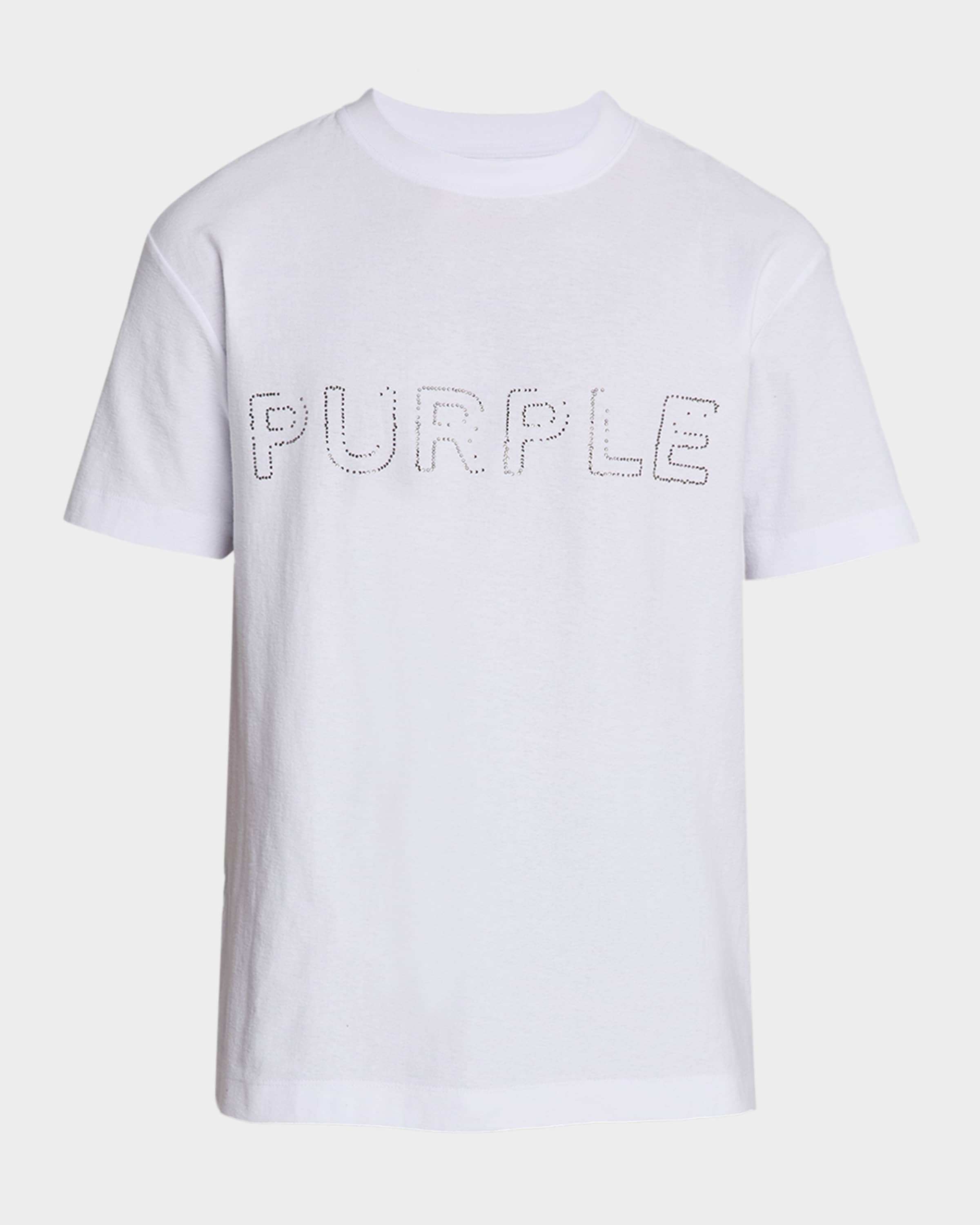 PURPLE Men's Rhinestone Logo Outline Graphic T-Shirt | Neiman Marcus