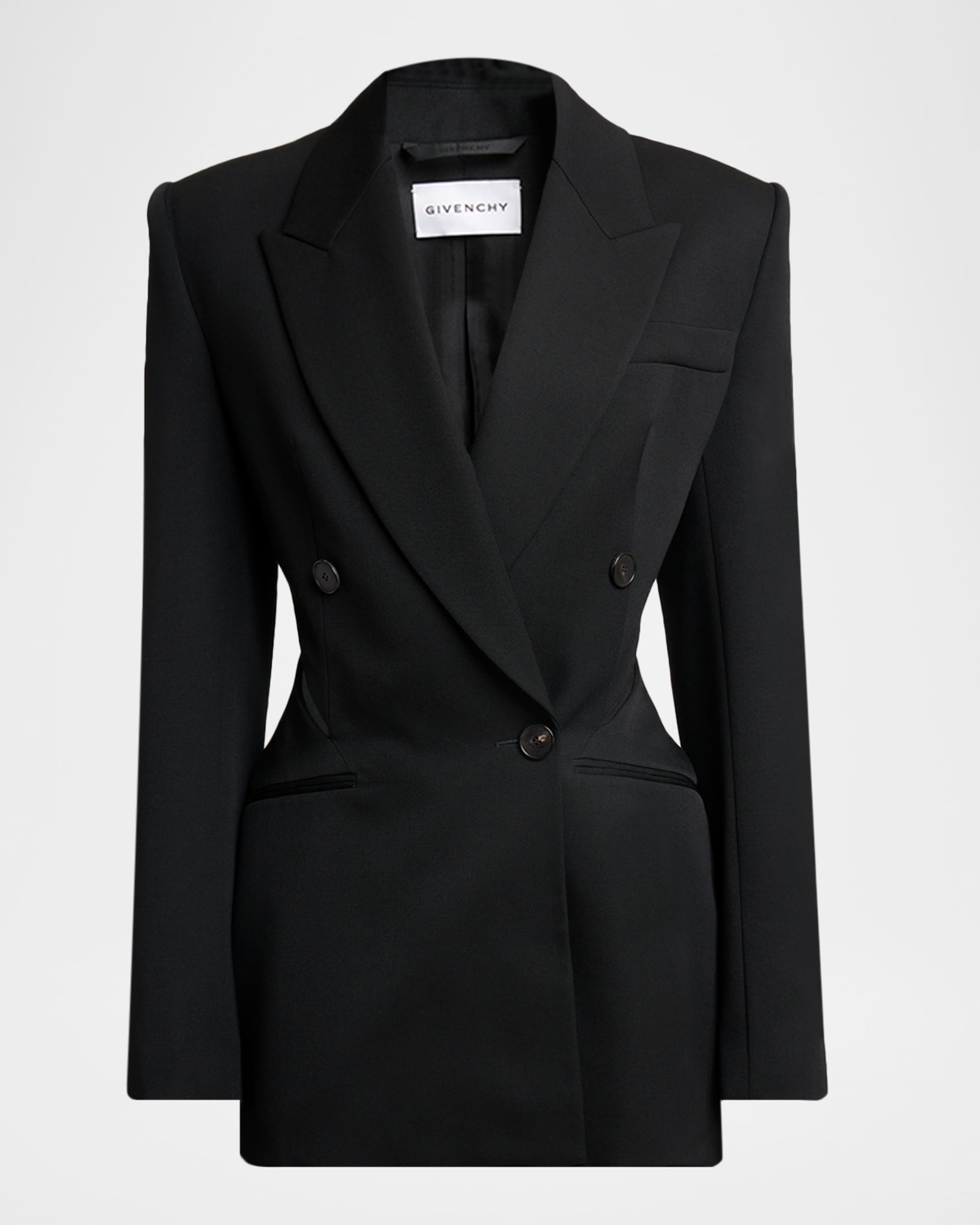 トップス givenchy heart sheer l/s black archive Givenchy Slash Cutout Double-Breasted Blazer Jacket | Neiman Marcus