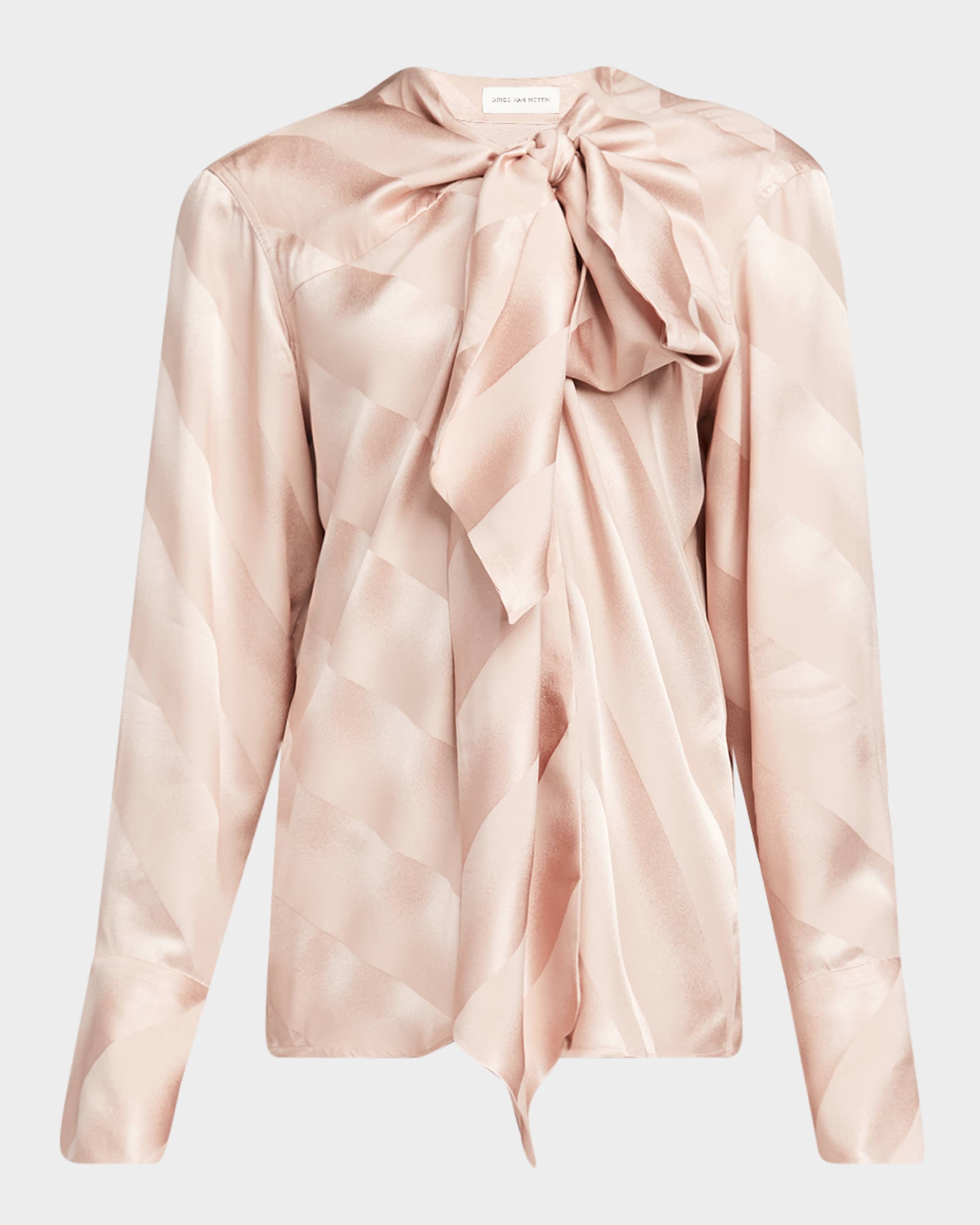 Dries Van Noten Curbi Silk Neck-Tie Blouse | Neiman Marcus